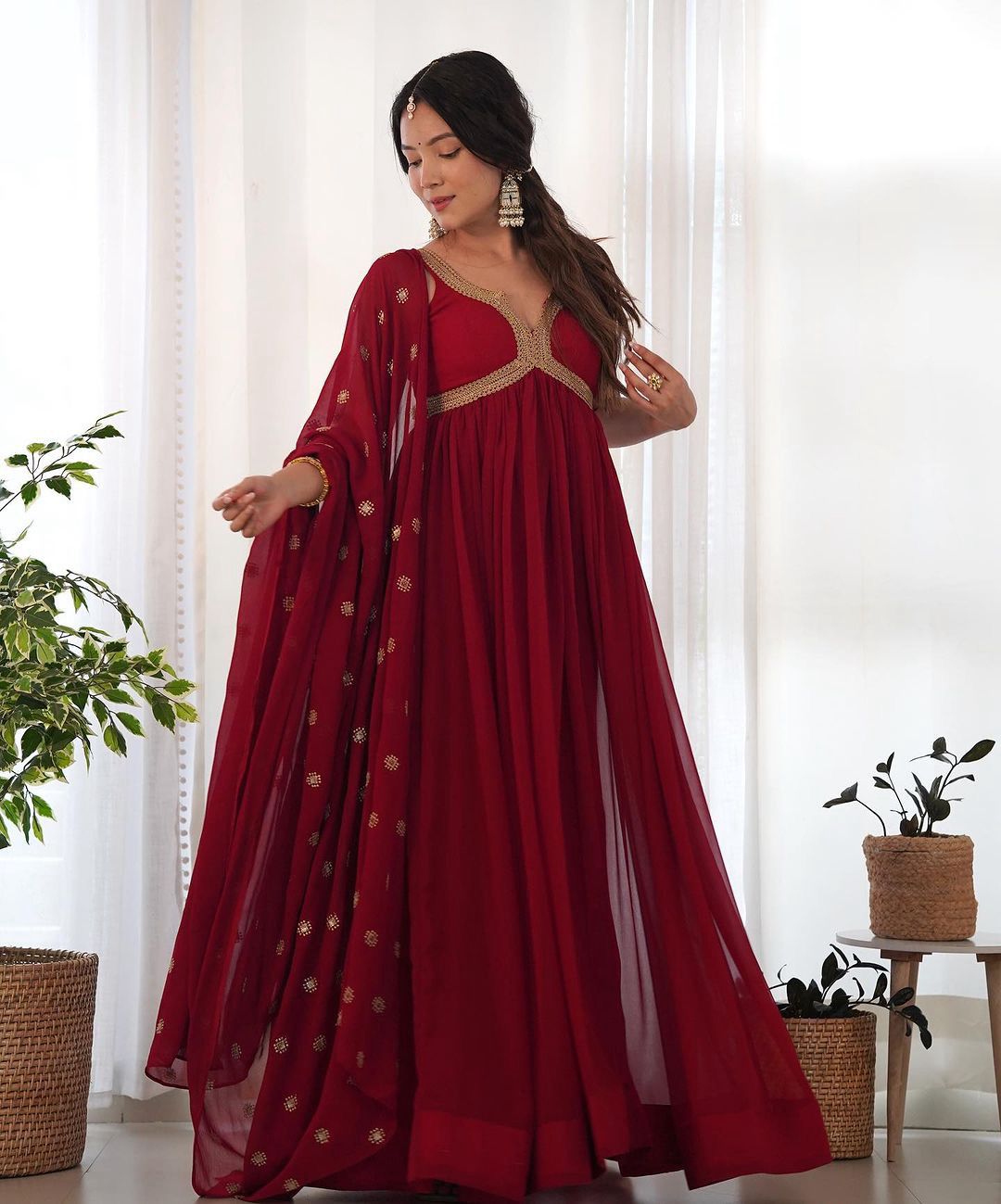 Heavy Designer Embroidered Work Gown Suit