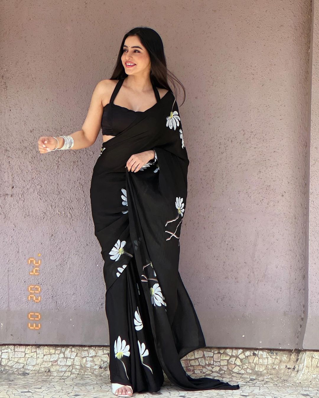 Party wear black newest saree