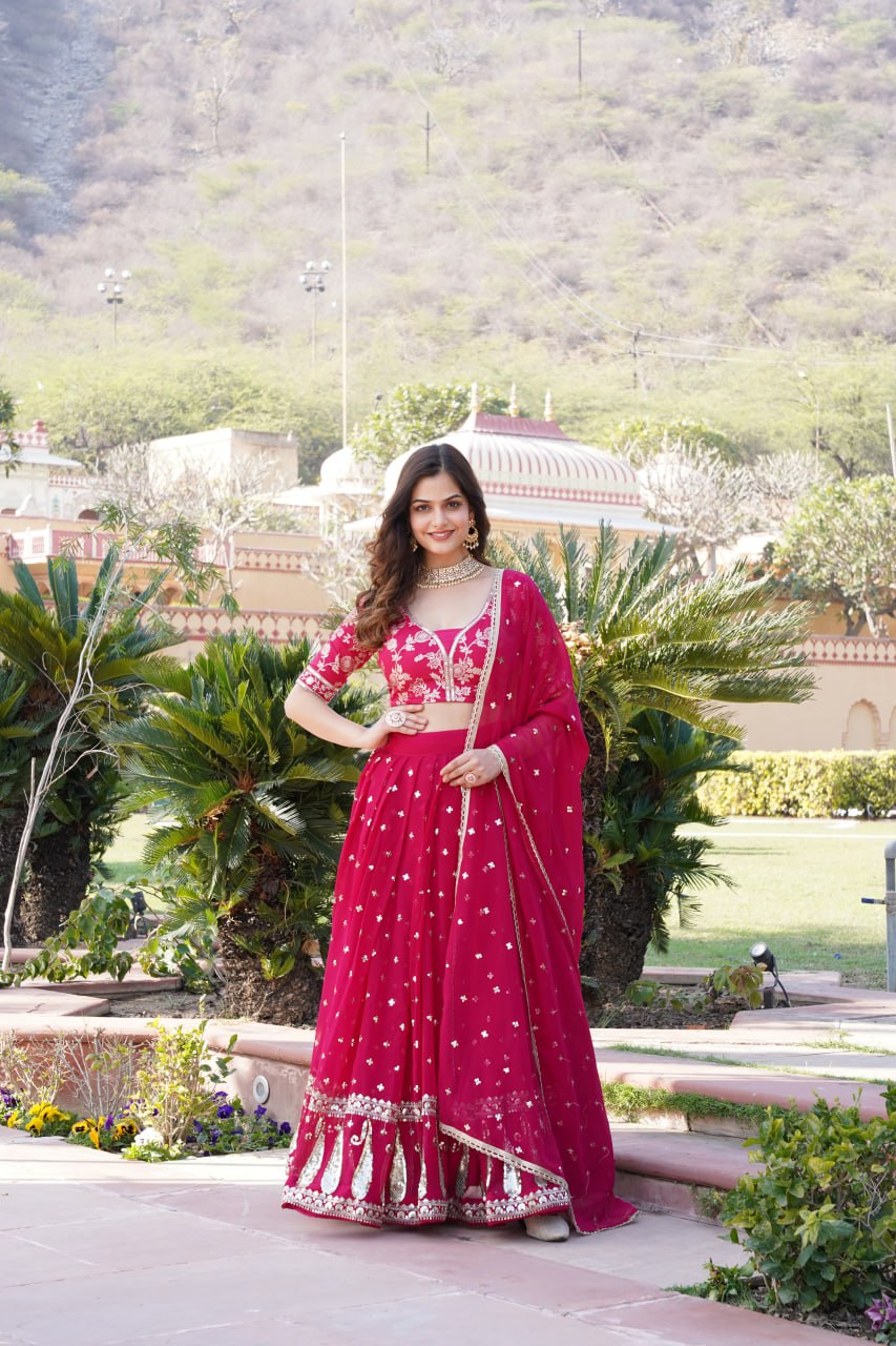 Gorgeous Pink Lehenga Choli With Heavy Sequence Work