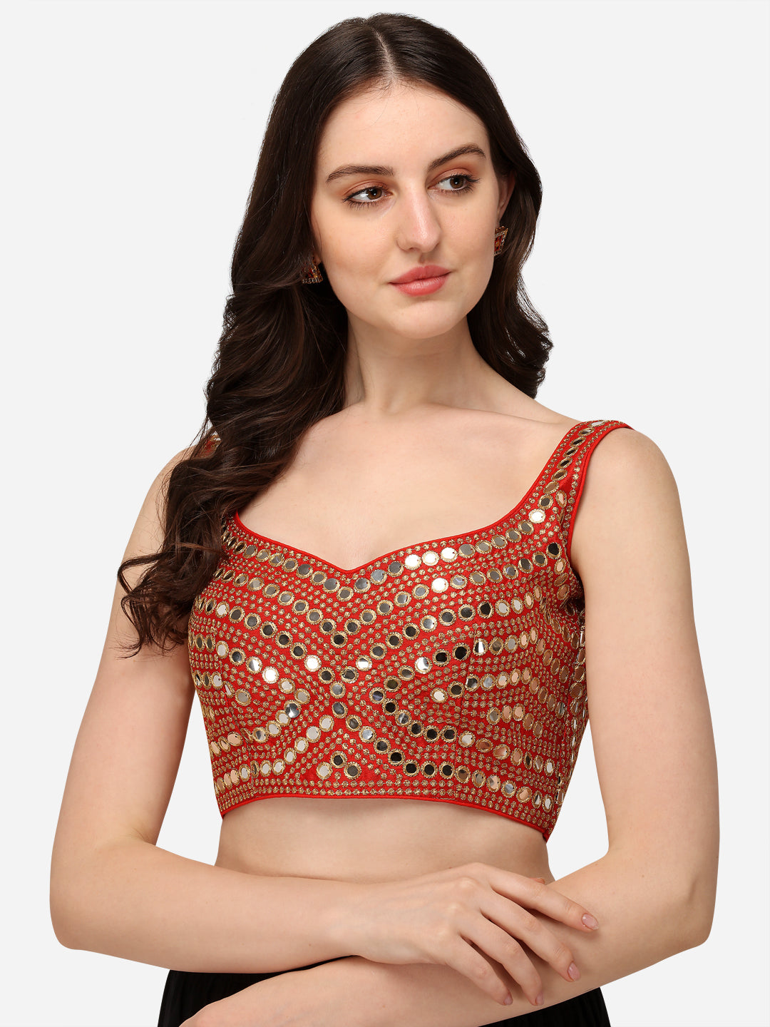 Red Color Sweetheart Neck Sequence Work Readymade Blouse – Amrutamfab