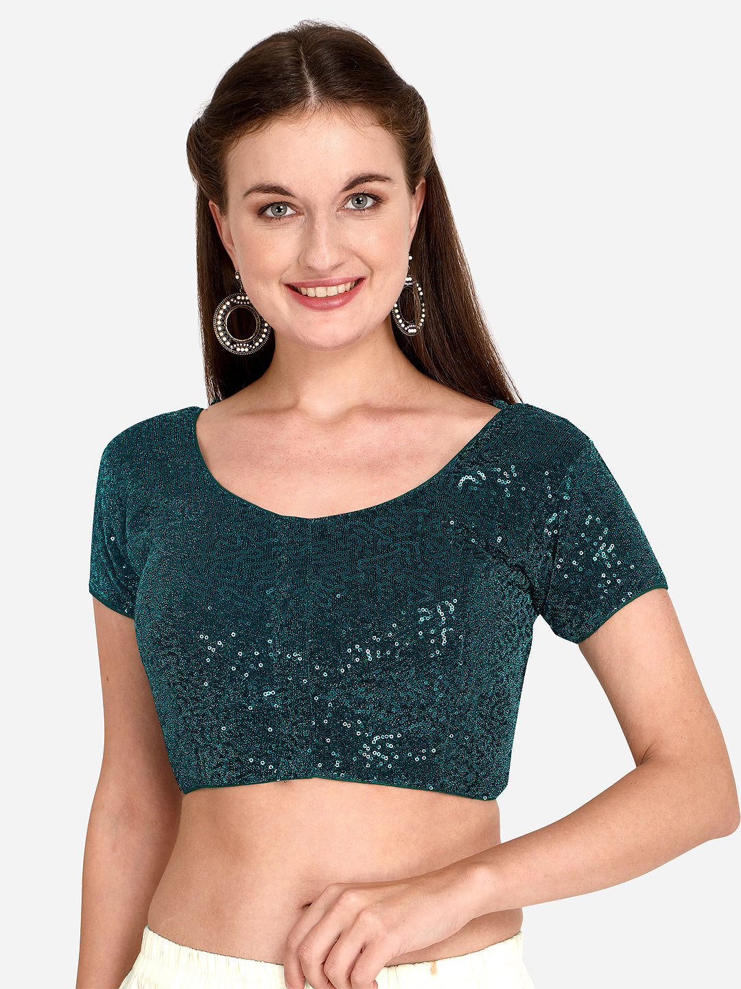 Women's Fancy Net Blouse With Round Neck And Stylish Design