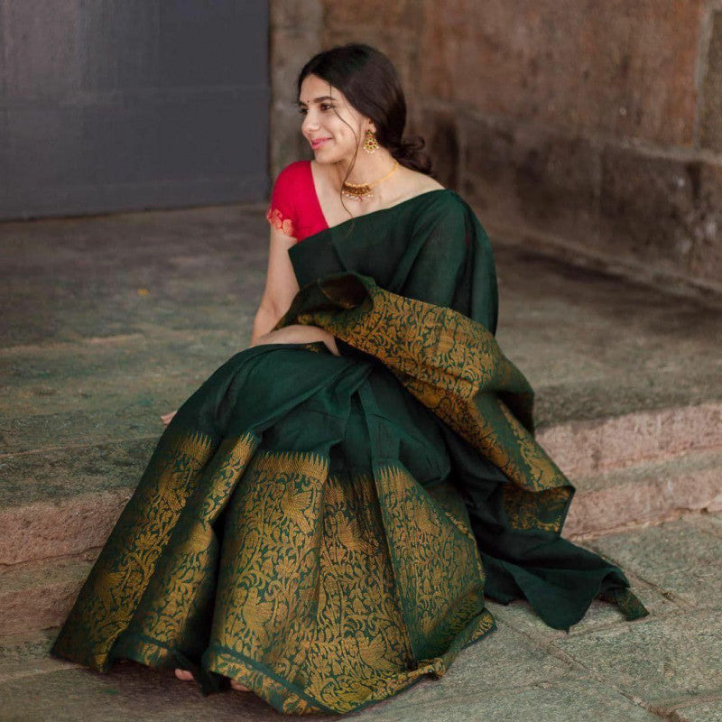 Dark green party wear saree hotsell