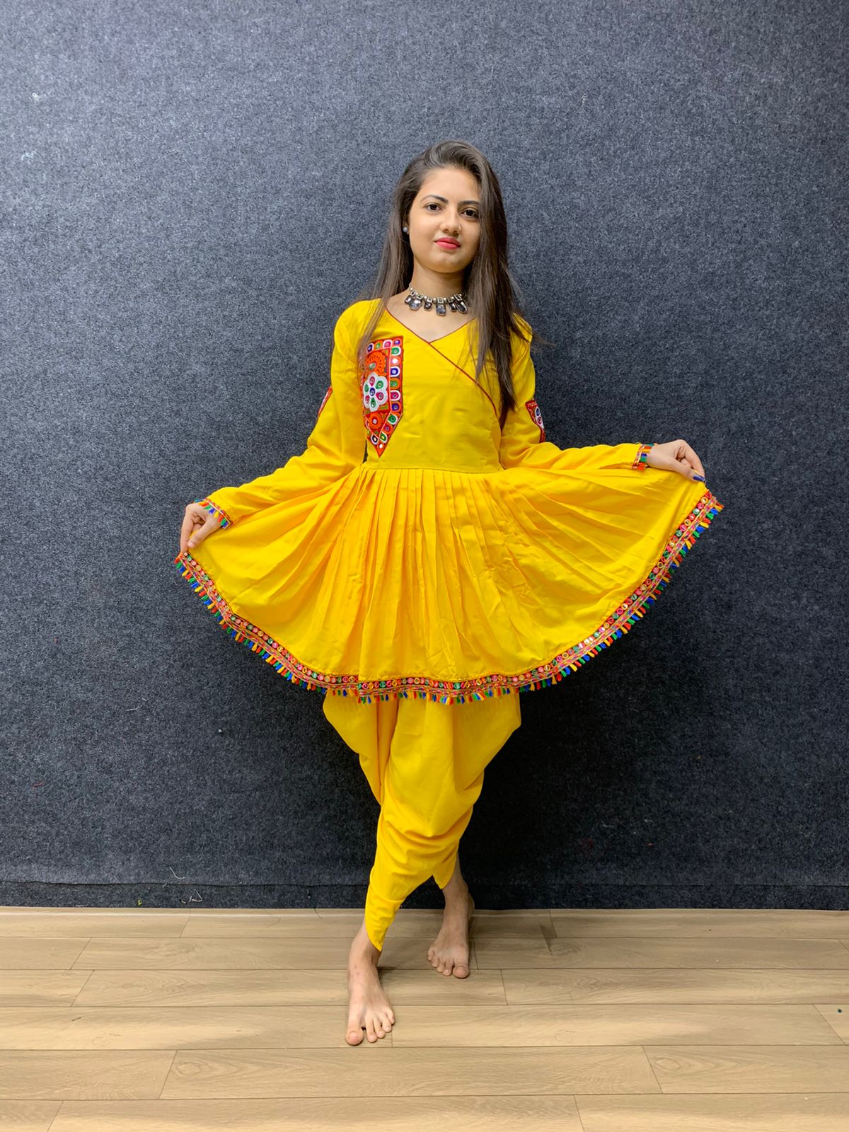 Yellow Color Navratri Special Dhoti With kediya Amrutamfab