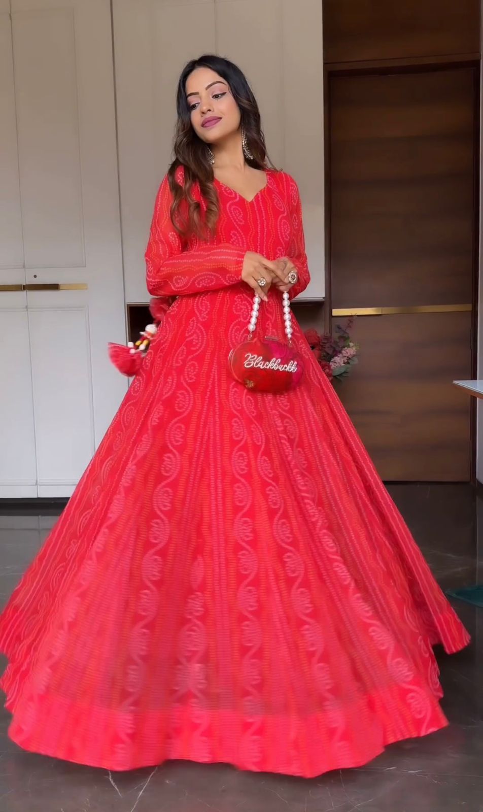 Red colour hot sale long gown