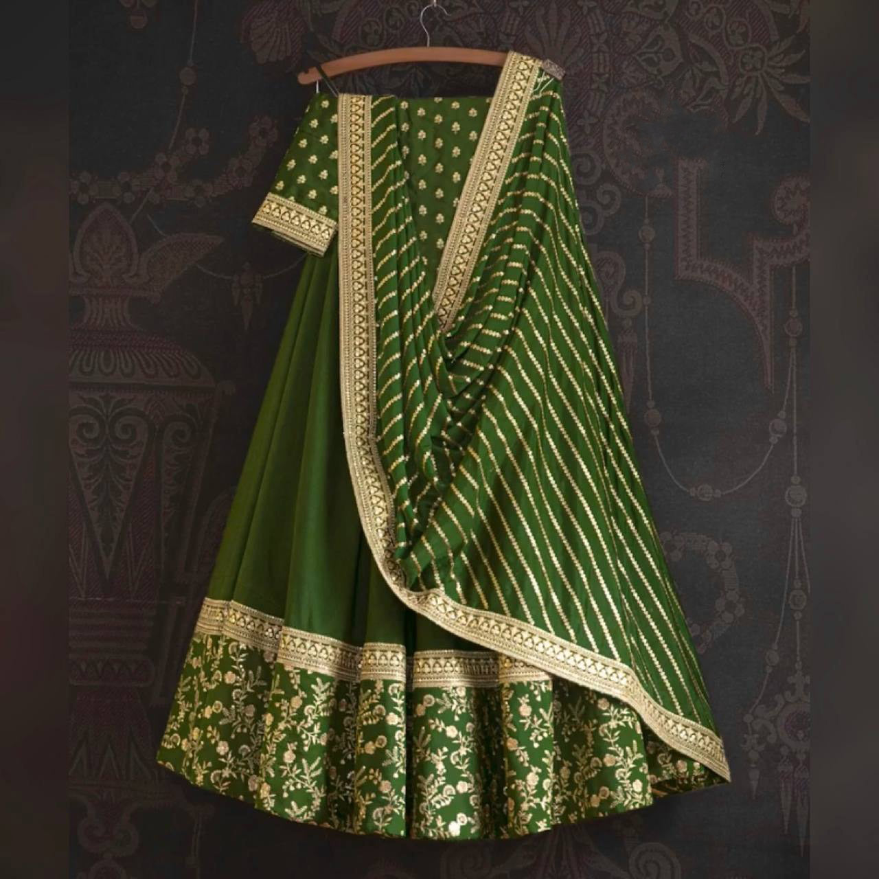 Stunning Parrot Green Embroidery Work Lehenga Choli