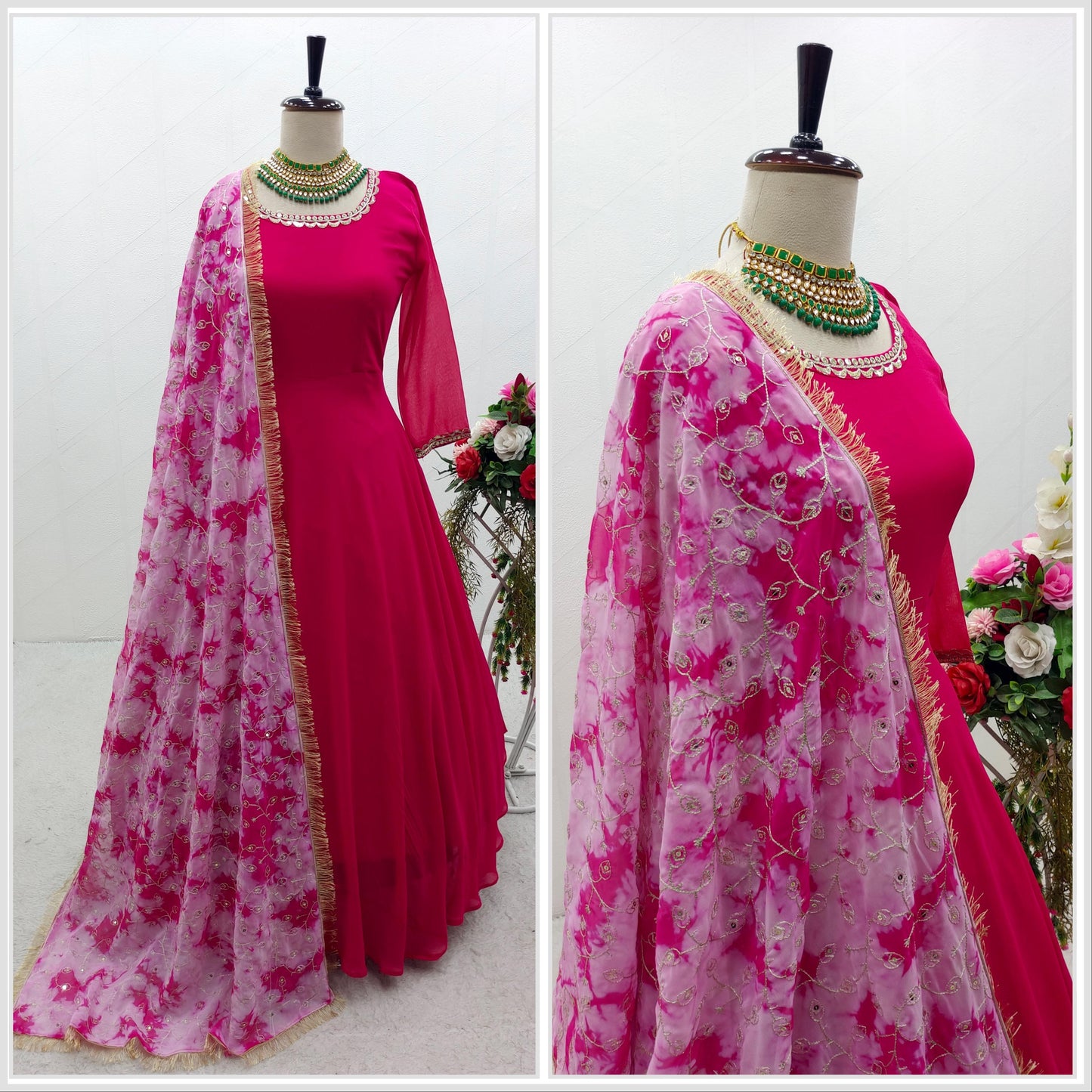 Pink Color Anarkali Suit With Printed Work Dupatta