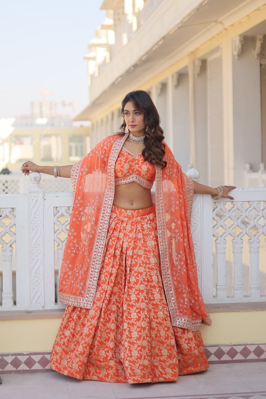 Orange Designer Lehenga Choli for Women Party Wear Bollywood Lengha  Sari,indian Wedding Wear Embroidered Custom Stitched Lehenga Dupatta - Etsy