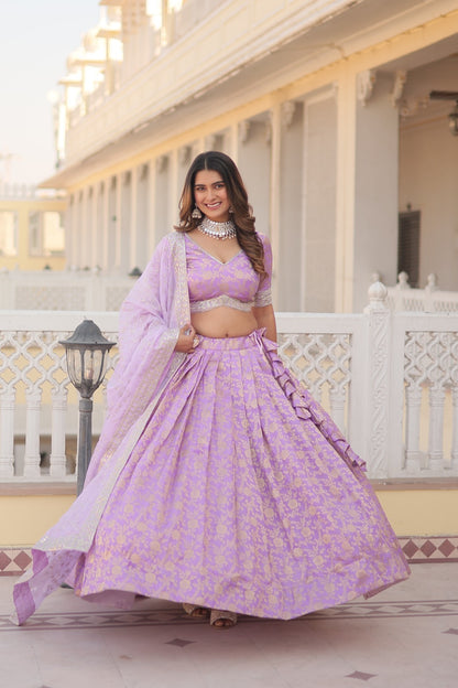 Lavender Designer Dyeable Viscose Jacquard Lehenga Choli