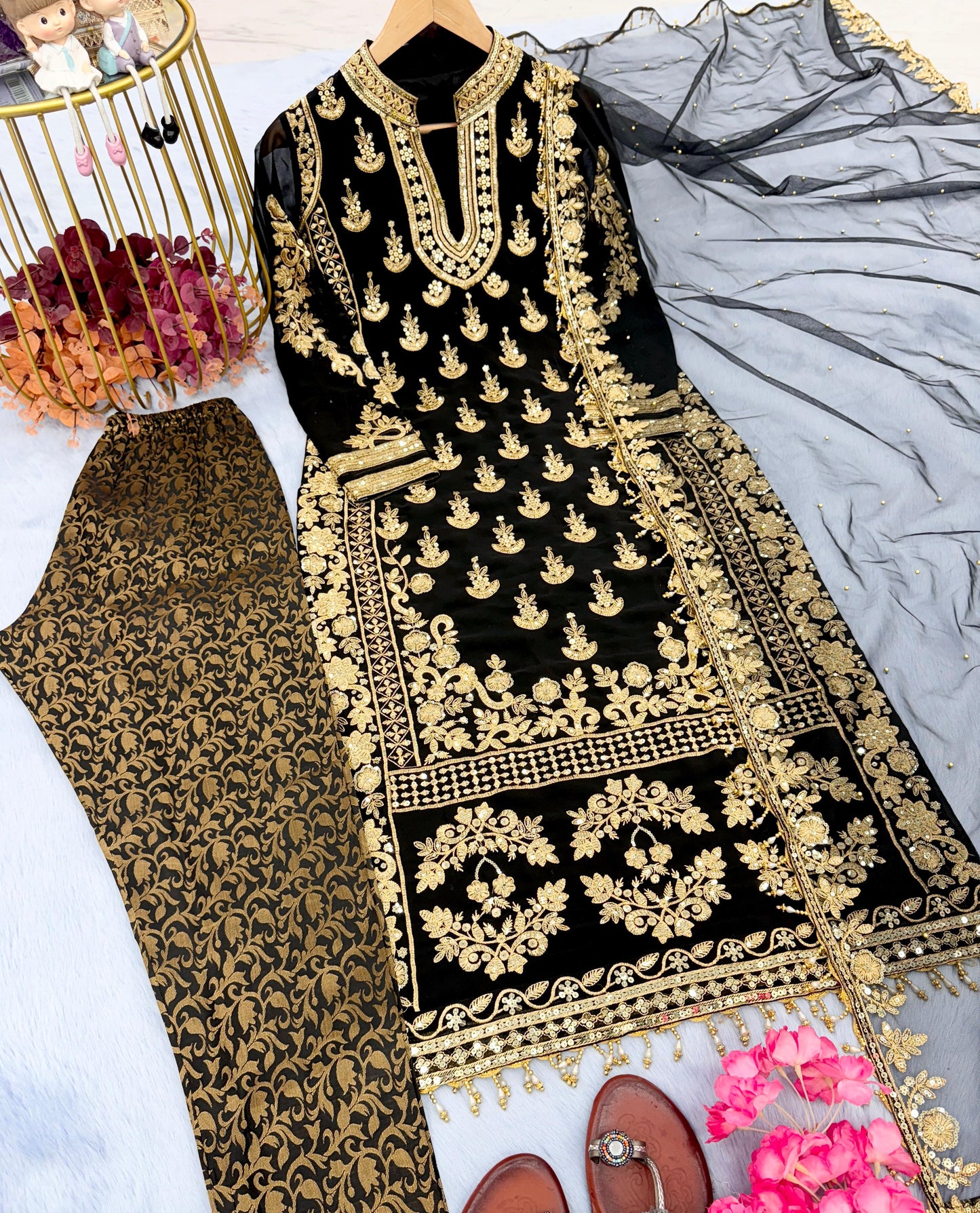 Black Full Heavy Embroidery Sequence Work Salwar Suit