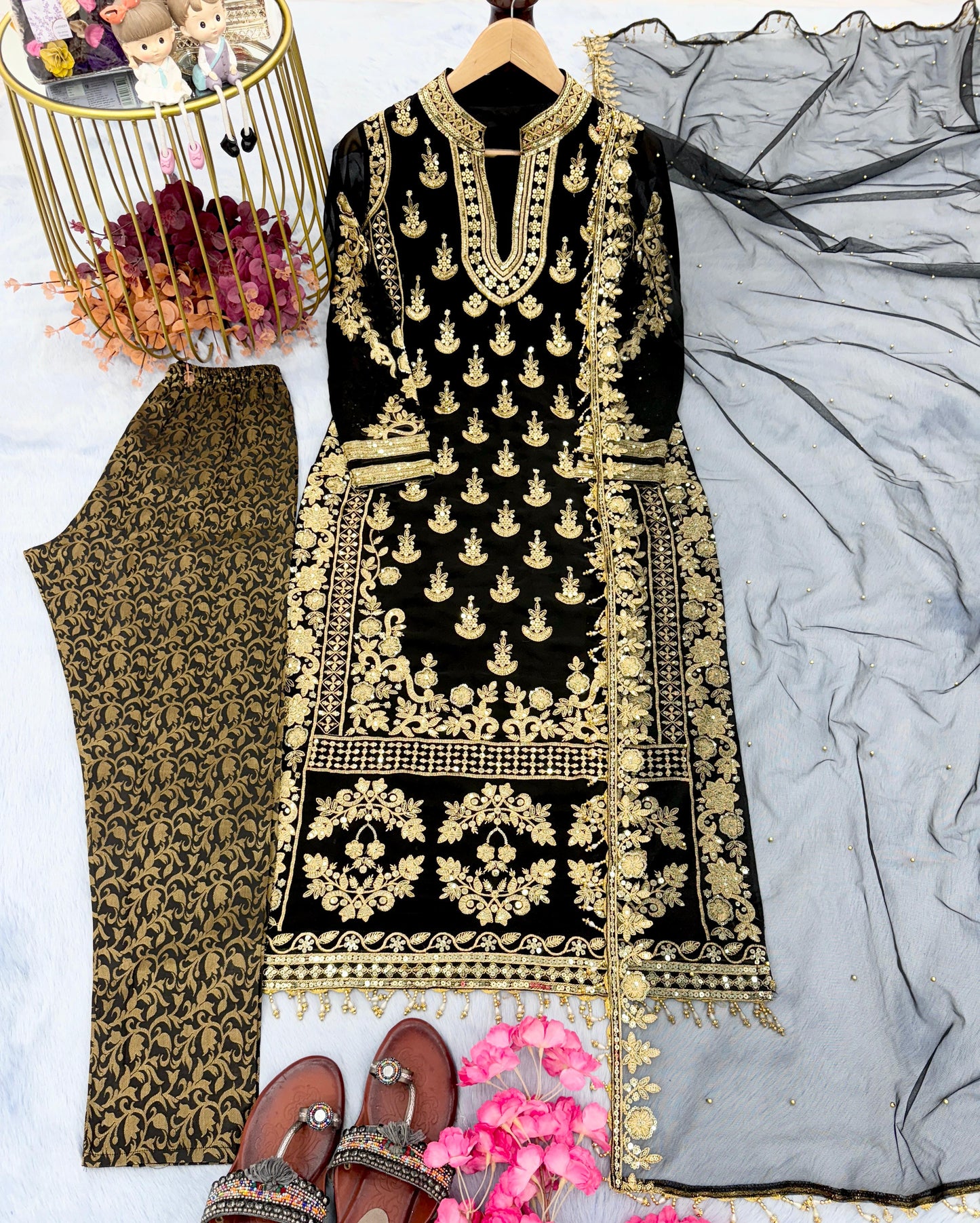 Black Full Heavy Embroidery Sequence Work Salwar Suit