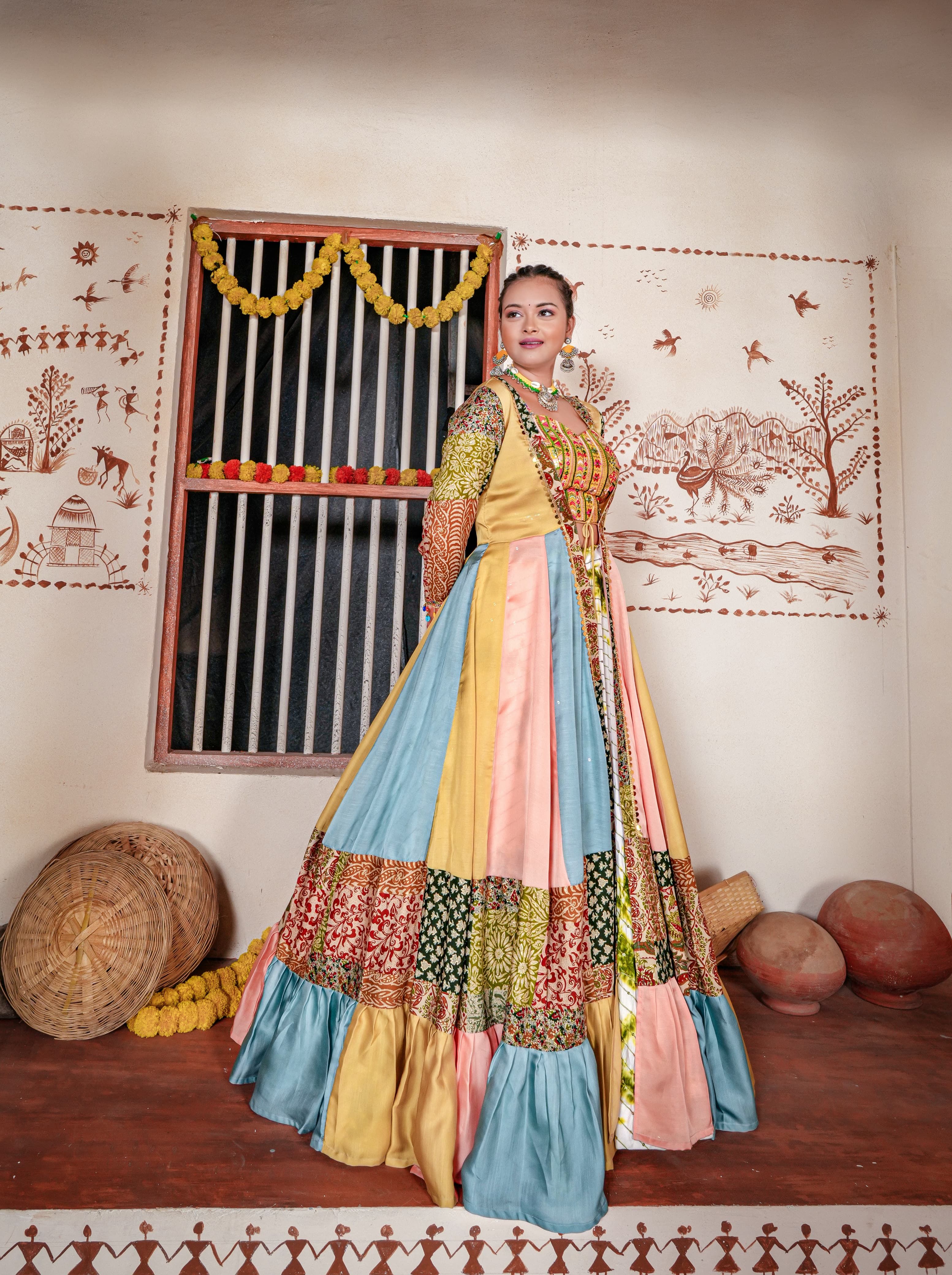 Festive Wear White Lehenga Choli With Multi Color Shrug