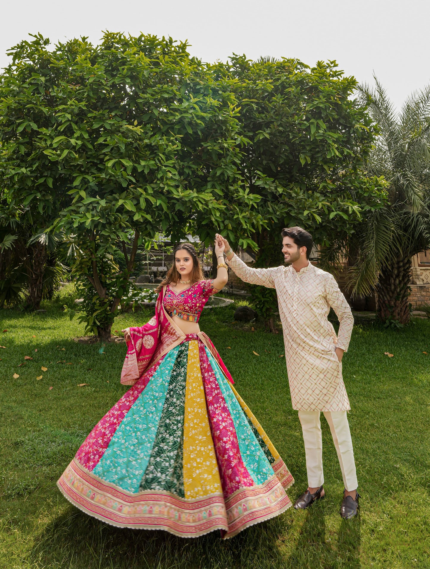 Designer Multi Color Wedding Wear Heavy Work Couple Combo