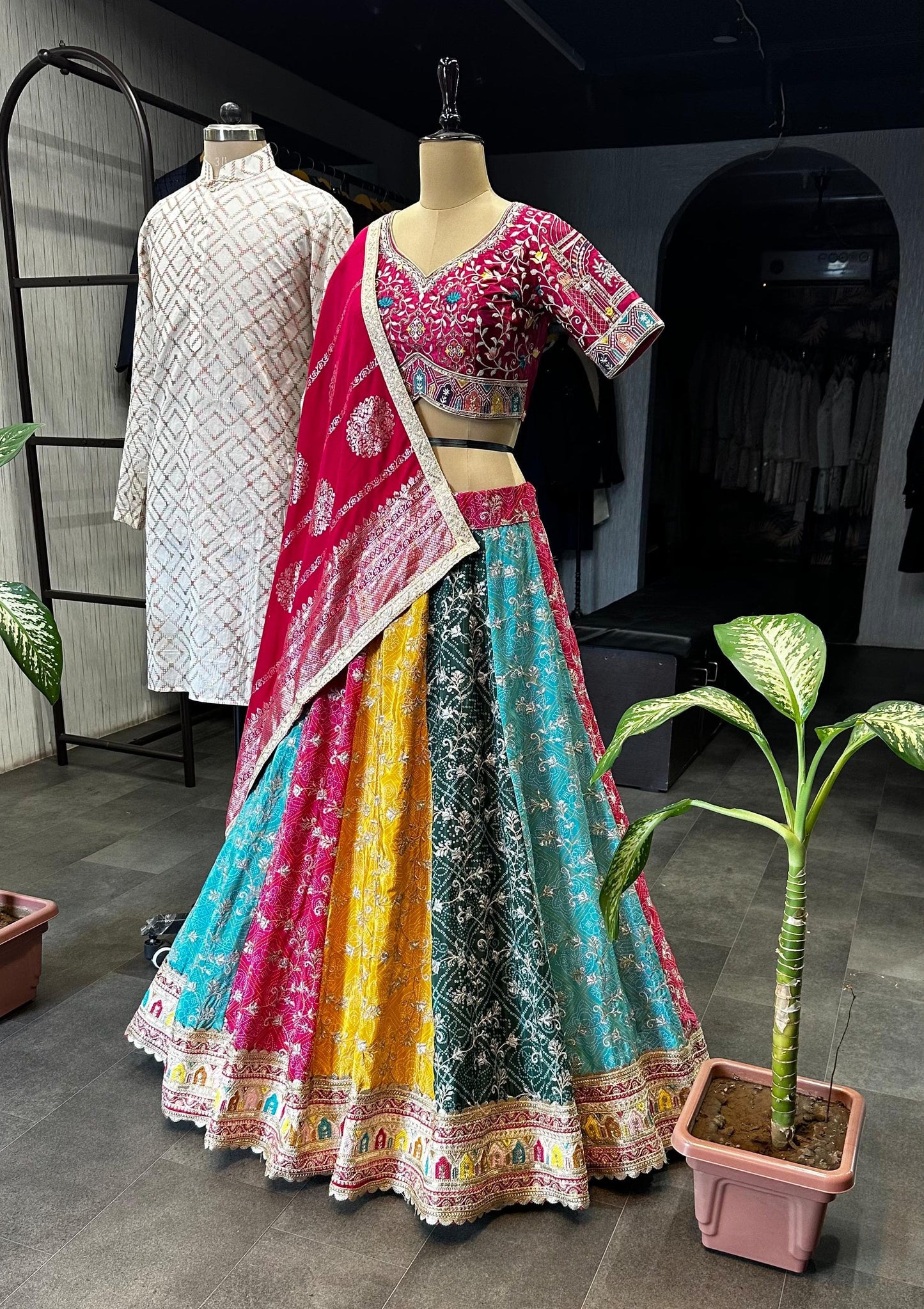 Bridal Wear Multi Color Beautiful Work Lehenga Choli