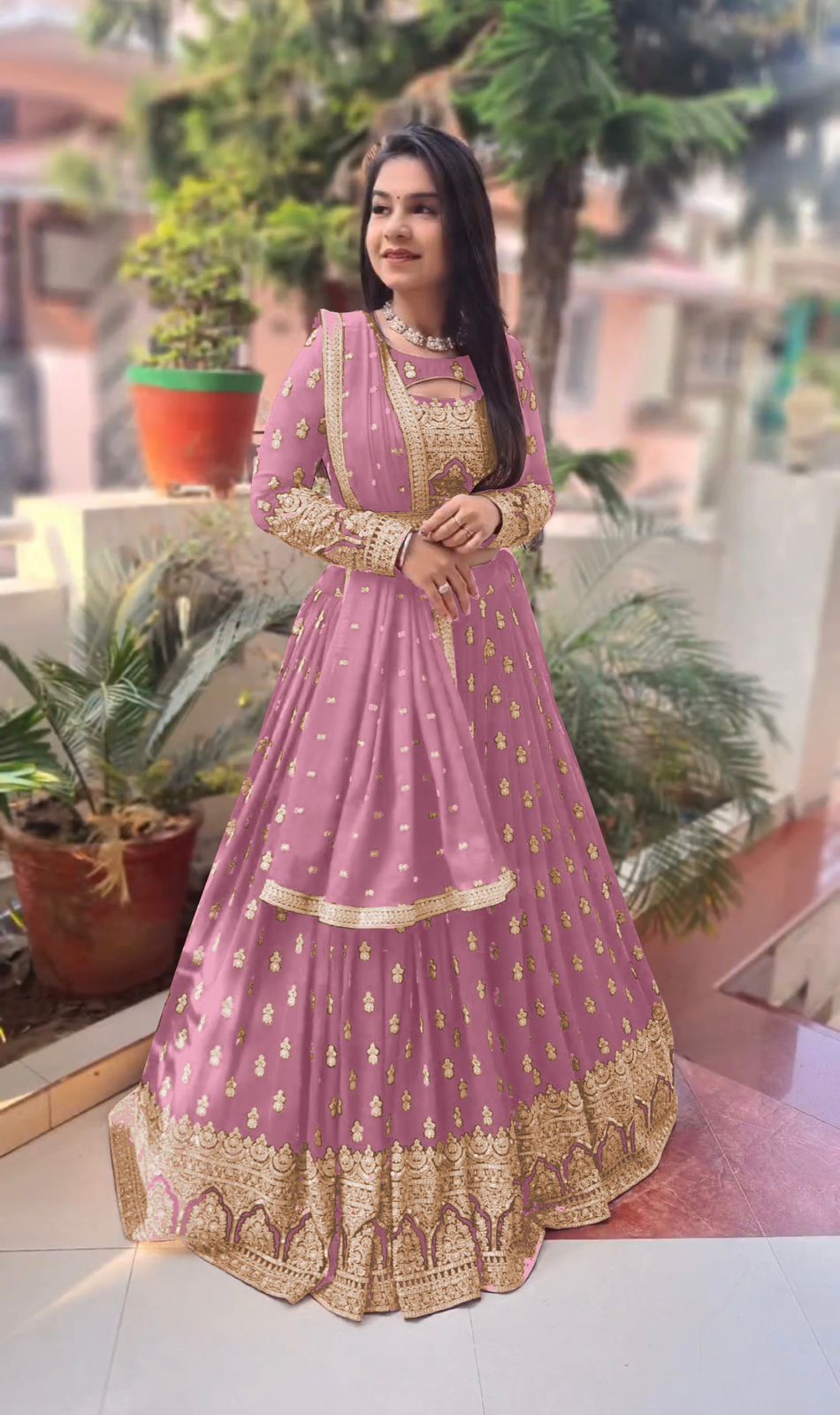 Occasion Wear Dusty Pink Color Beautiful Work Lehenga Choli