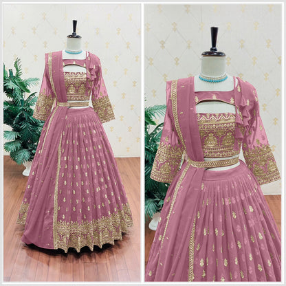 Occasion Wear Dusty Pink Color Beautiful Work Lehenga Choli