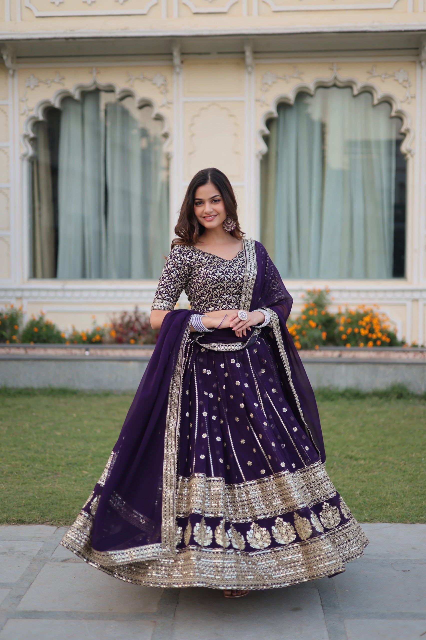 Exclusive Purple Bridal Lehenga Choli with Heavy embroidery work