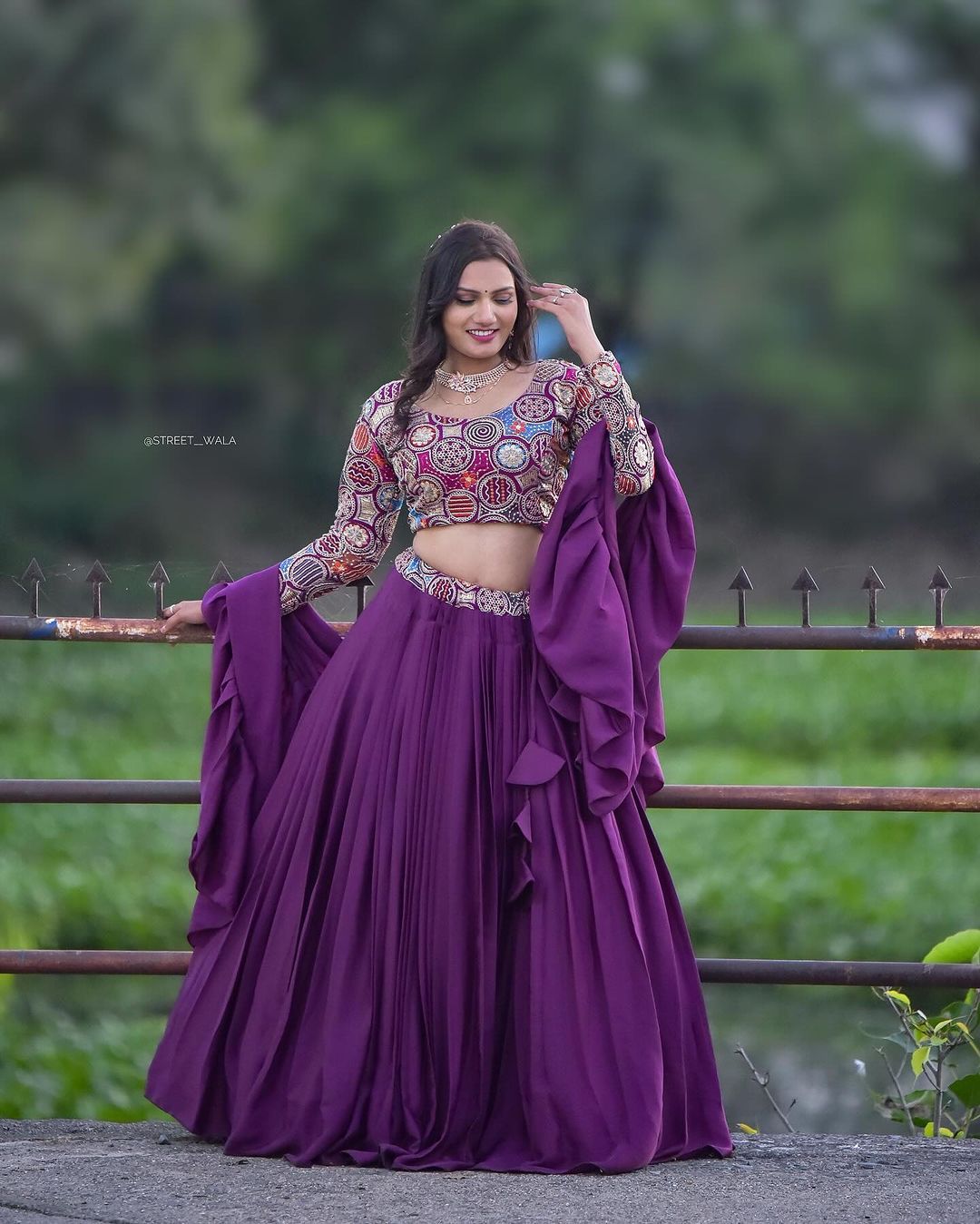 Wine Wedding Wear Plain Lehenga With Heavy Work Blouse