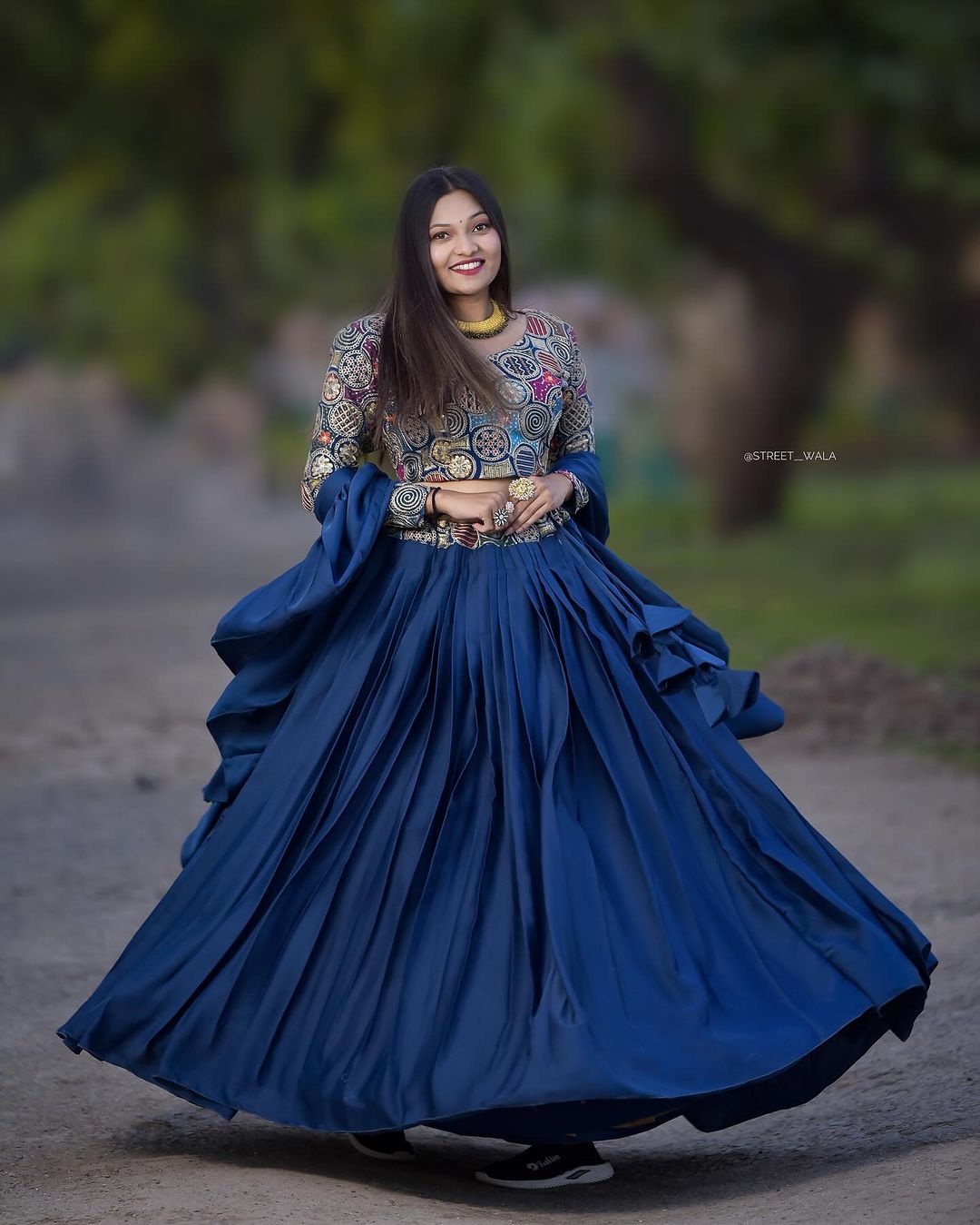 Blue Wedding Wear Plain Lehenga With Heavy Work Blouse