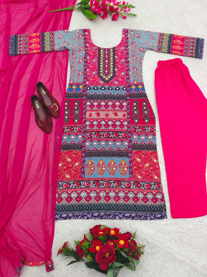 Gorgeous Pink With Multi Digital Print Work Salwar Suit