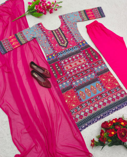 Gorgeous Pink With Multi Digital Print Work Salwar Suit