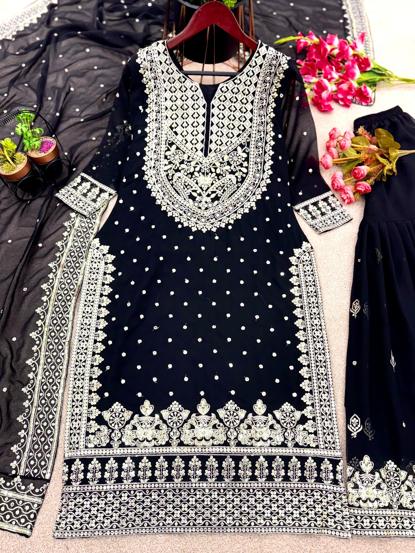 Captivating Work Black Color Party Wear Sharara Suit