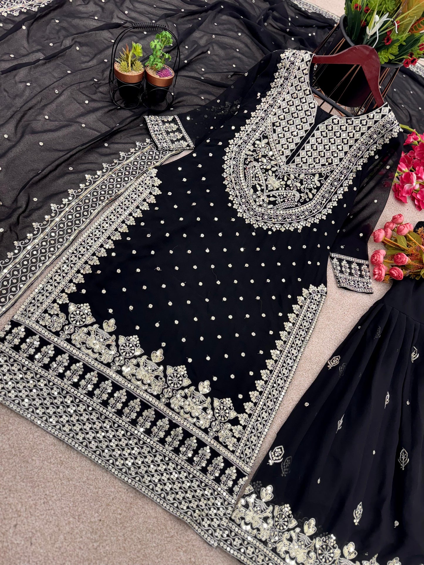 Captivating Work Black Color Party Wear Sharara Suit