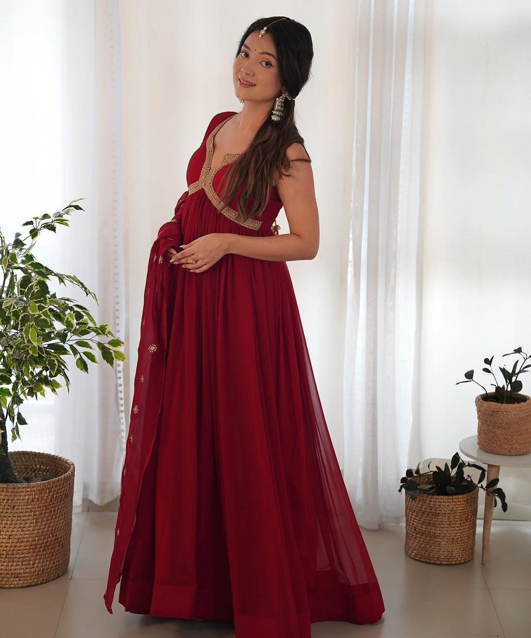 SRIDHAN Women Maxi Maroon Dress - Buy SRIDHAN Women Maxi Maroon Dress  Online at Best Prices in India | Flipkart.com