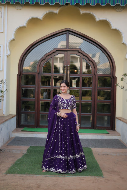 Marriage Special Heavy Work Beautiful Purple Lehenga Choli