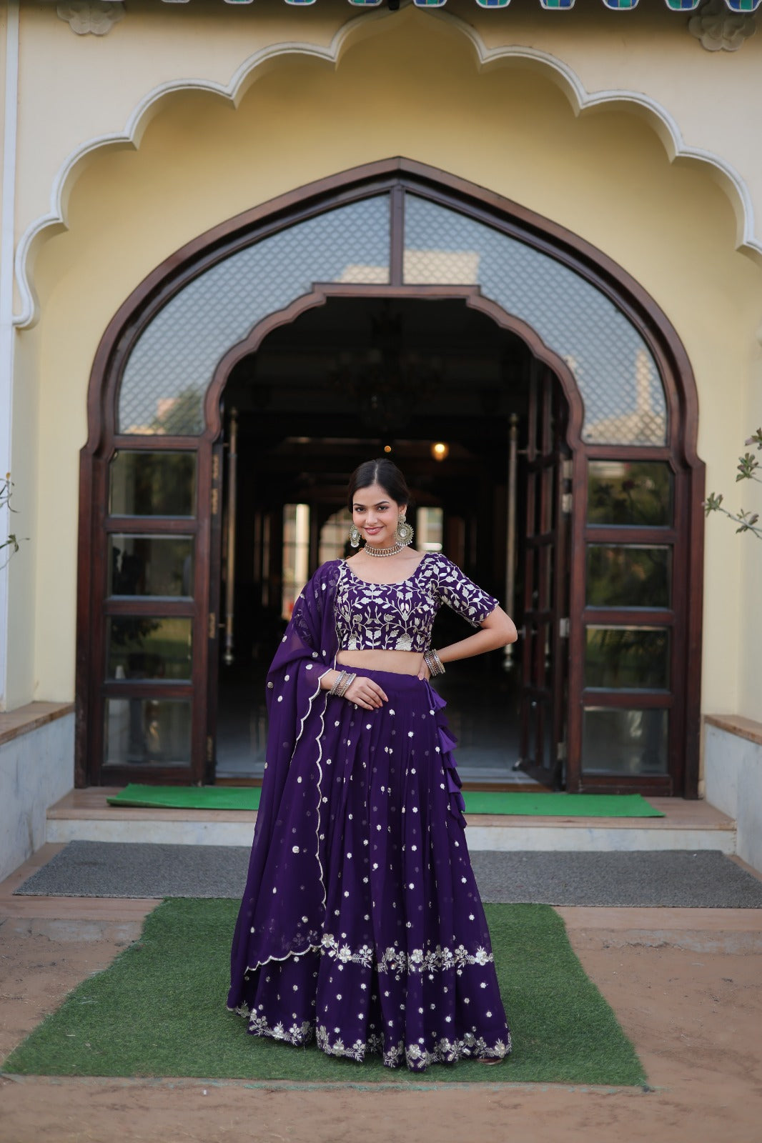 Black Colour Italian Silk With Digital Print Lehenga choli collection