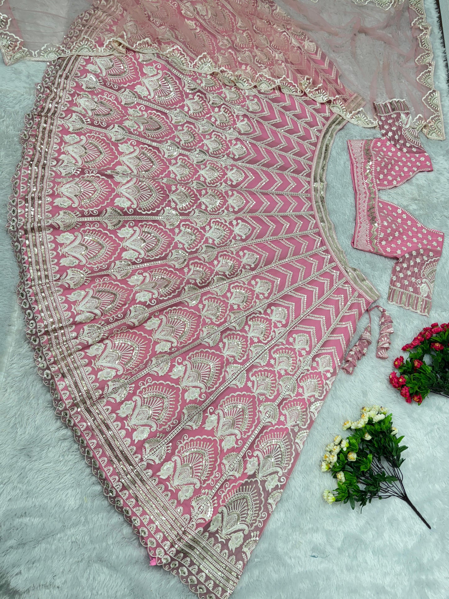 Bridal Wear Light Pink Heavy Work Designer Lehenga Choli