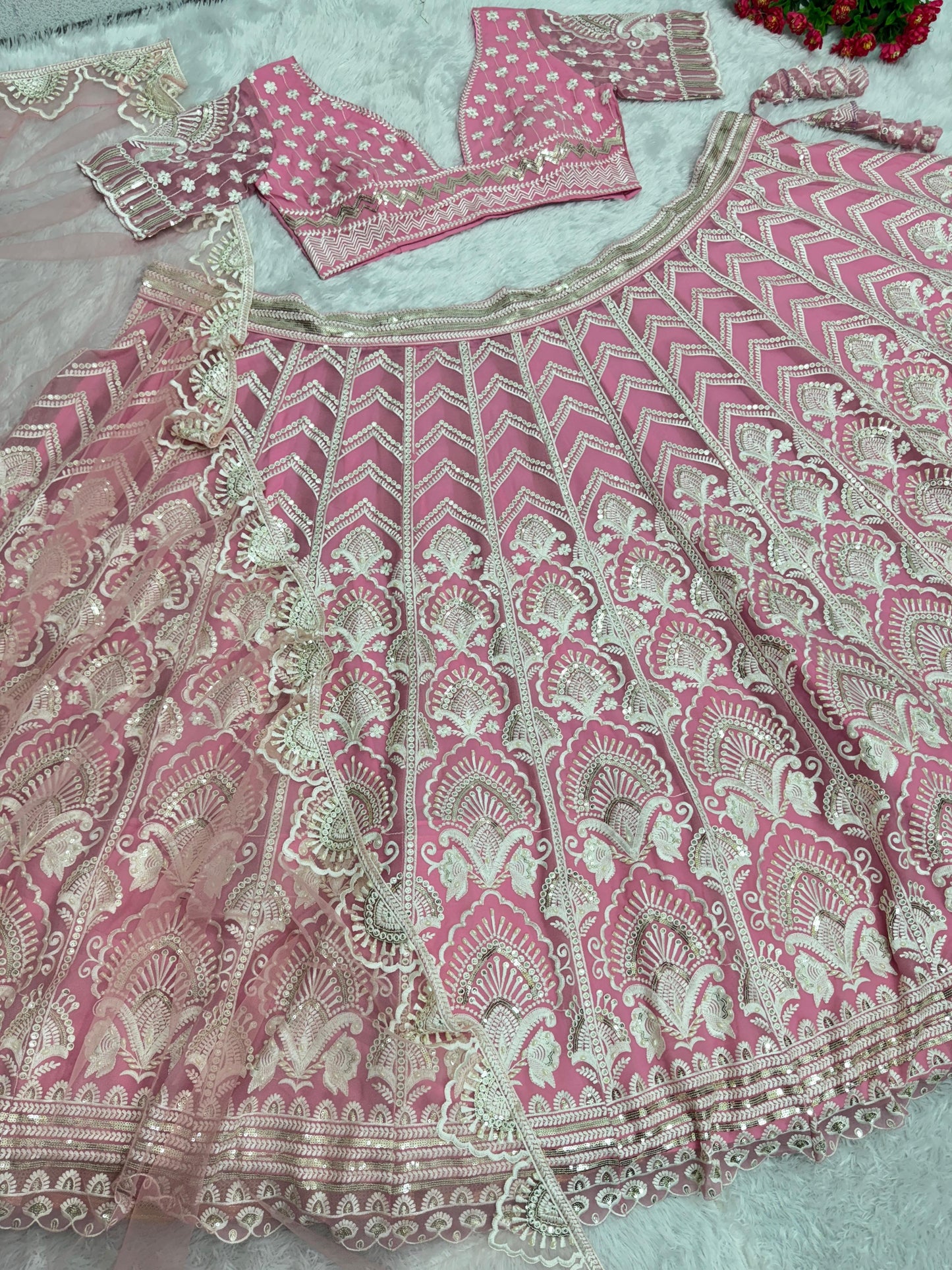 Bridal Wear Light Pink Heavy Work Designer Lehenga Choli