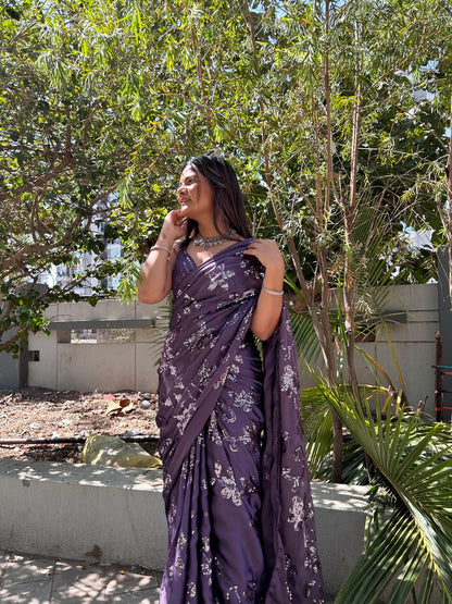 Celebrity Style Sequence Work Light Purple Kasturi Silk Saree