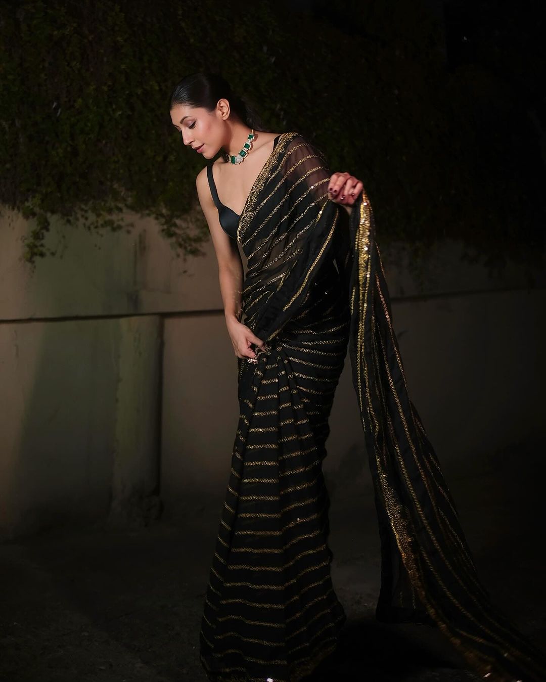 Party Wear Black Color Beautiful Saree