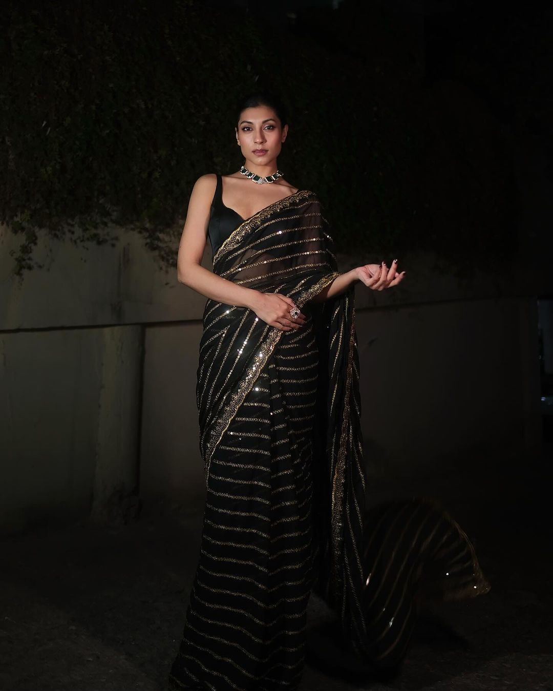 Party Wear Black Color Beautiful Saree