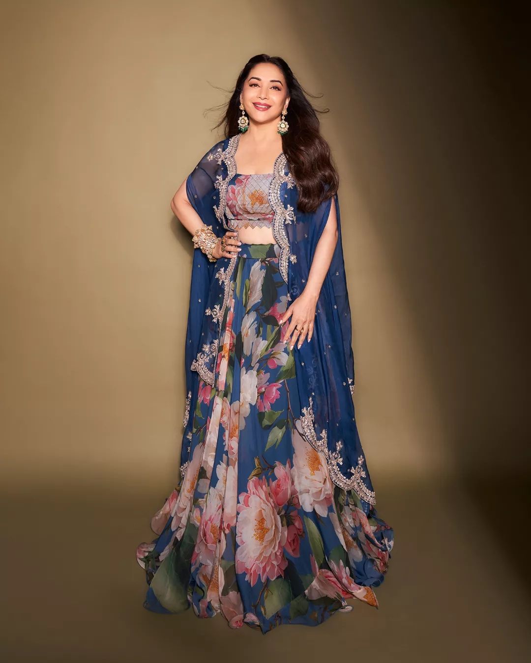 Celebrity Style Multi Printed Blue Color Lehenga Choli With Dupatta