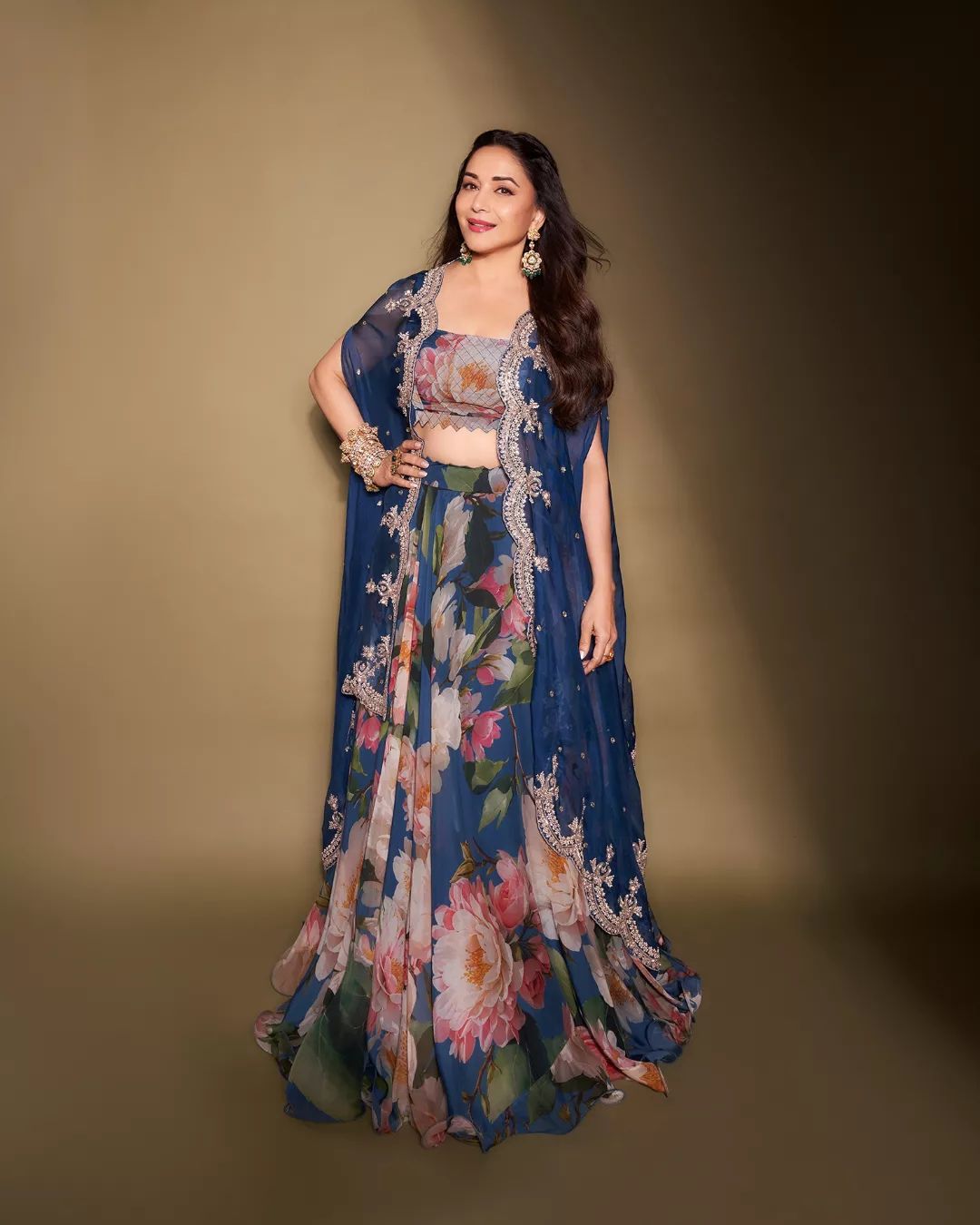 Celebrity Style Multi Printed Blue Color Lehenga Choli With Dupatta