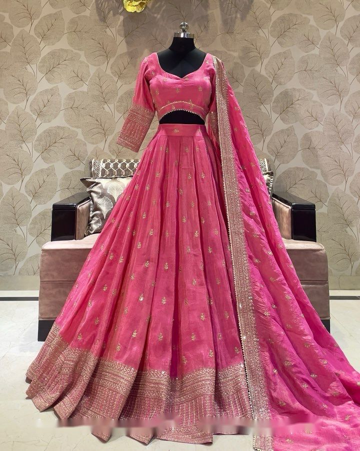 Occasion Wear Pink Color Embroidery Work Lehenga Choli