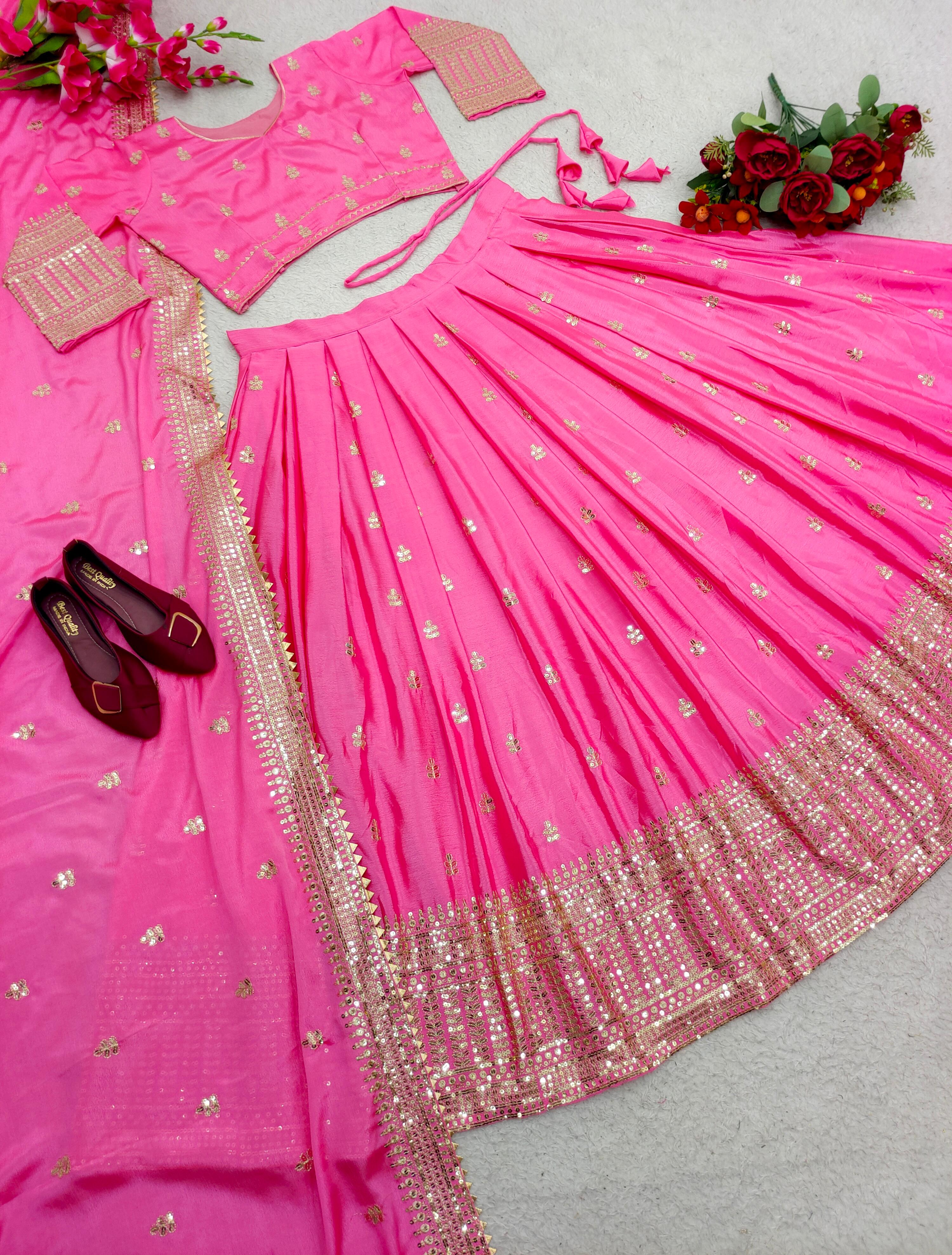 Occasion Wear Pink Color Embroidery Work Lehenga Choli