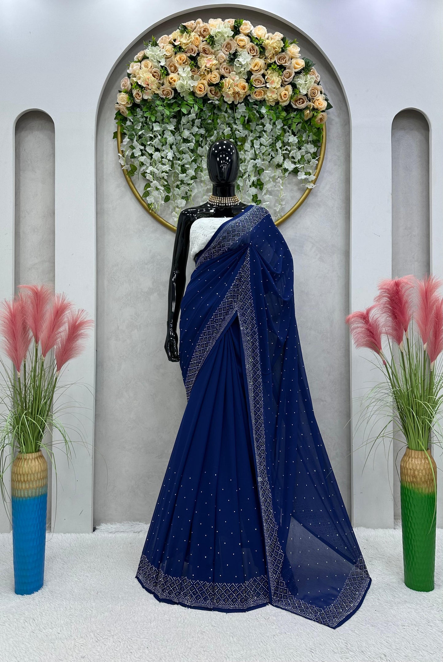 Festive Wear Blue Color Fancy Work Saree