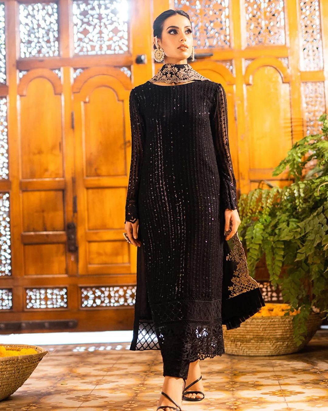 Ramzan Special Black Color Sequence Work Kurti Pant With Dupatta