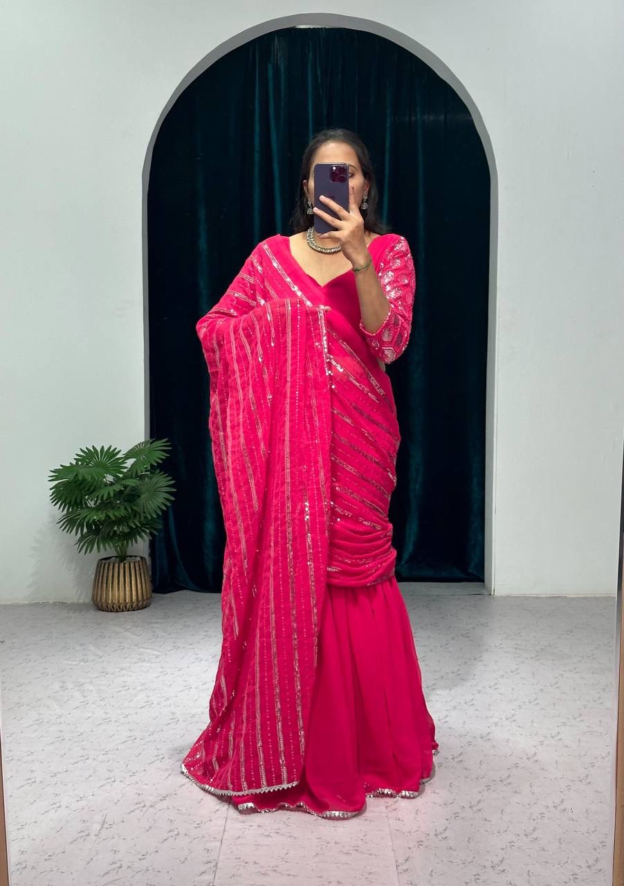 Trending Designer Pink Color Lehenga Saree