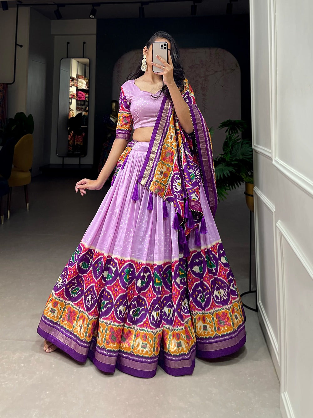 Patola Print Design Lavender Color Function Wear Lehenga Choli