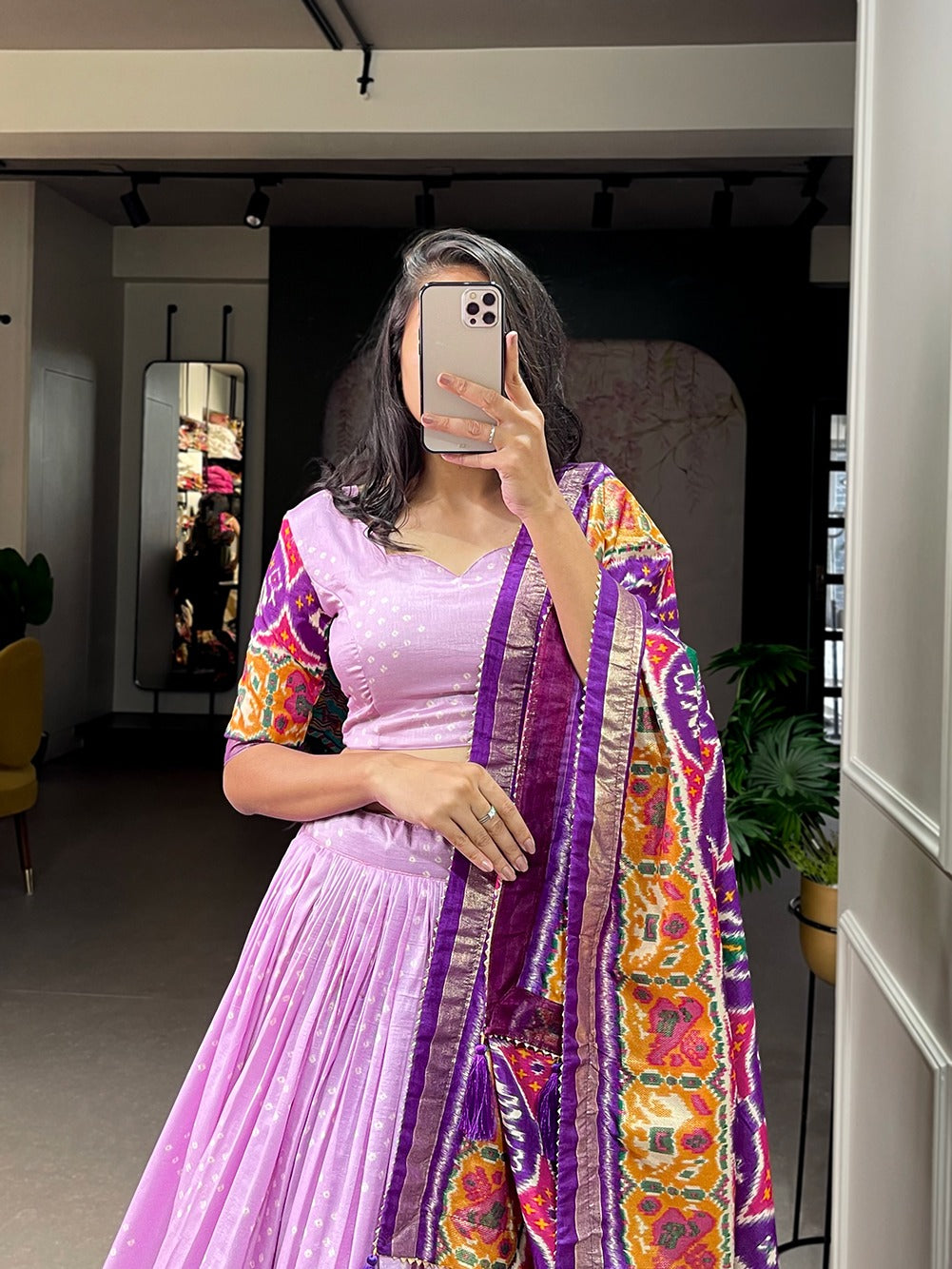 Patola Print Design Lavender Color Function Wear Lehenga Choli