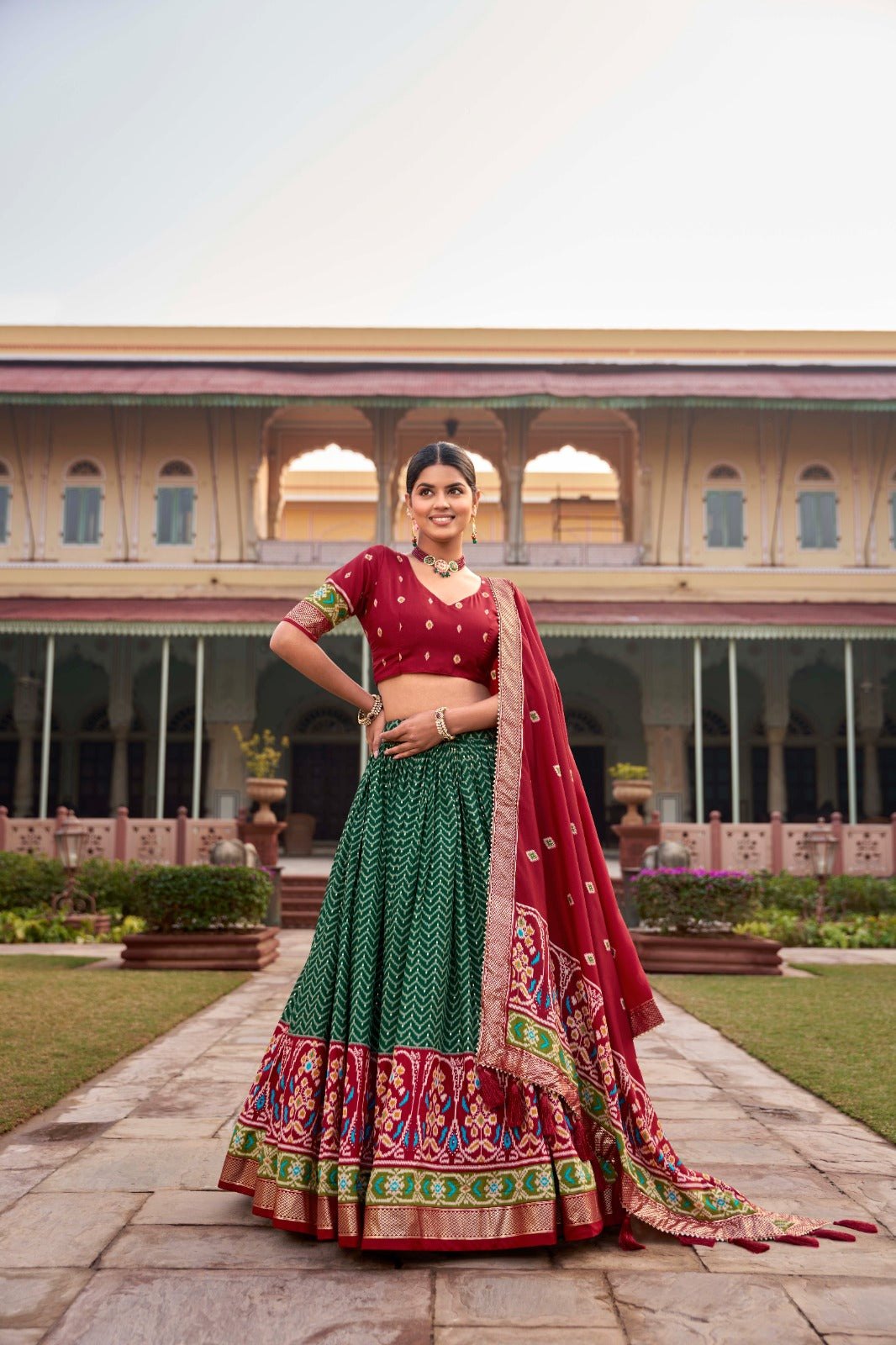 Green Color Printed Traditional Designer Lehenga Choli