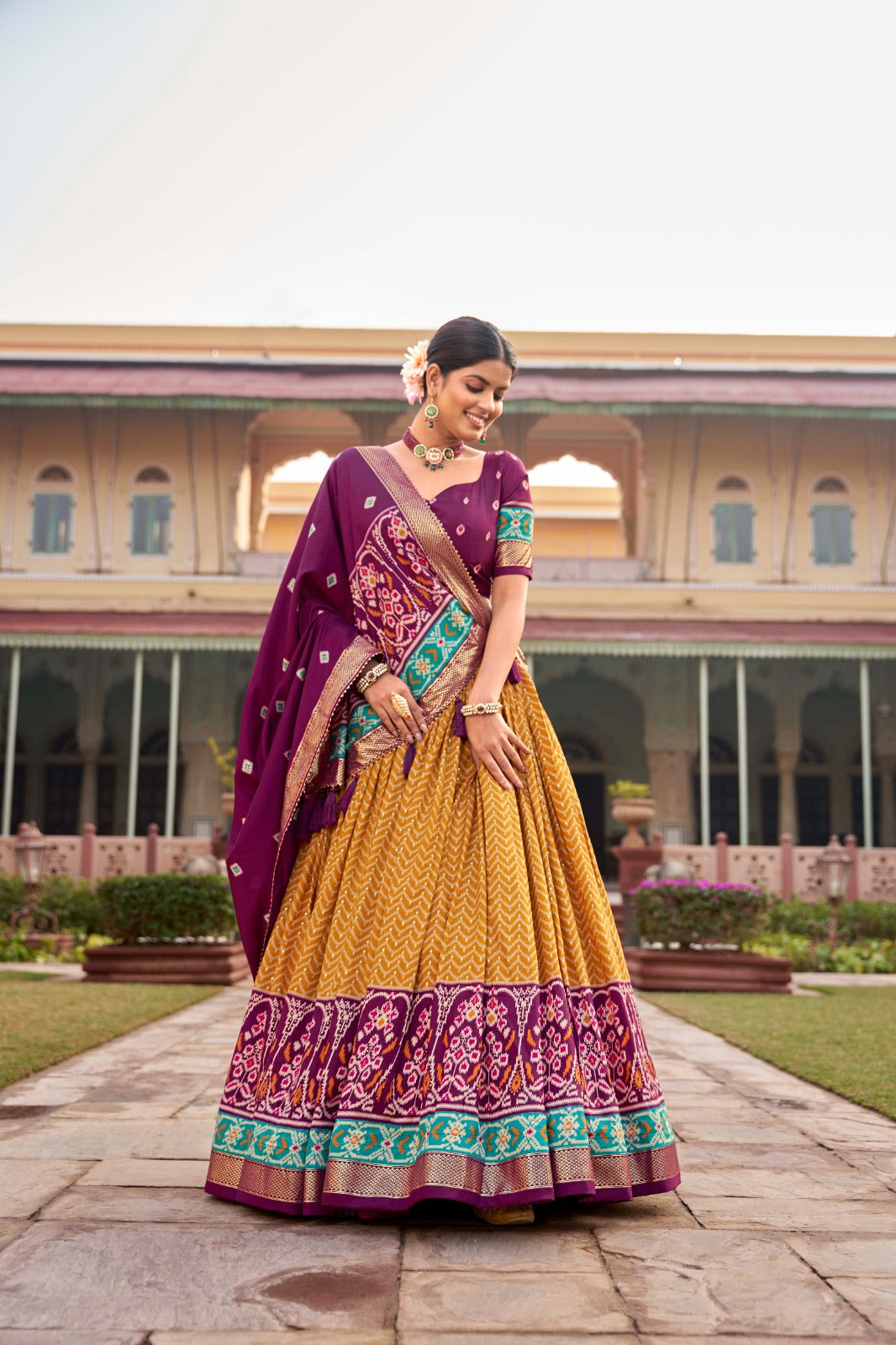 Mustard Color Printed Traditional Designer Lehenga Choli