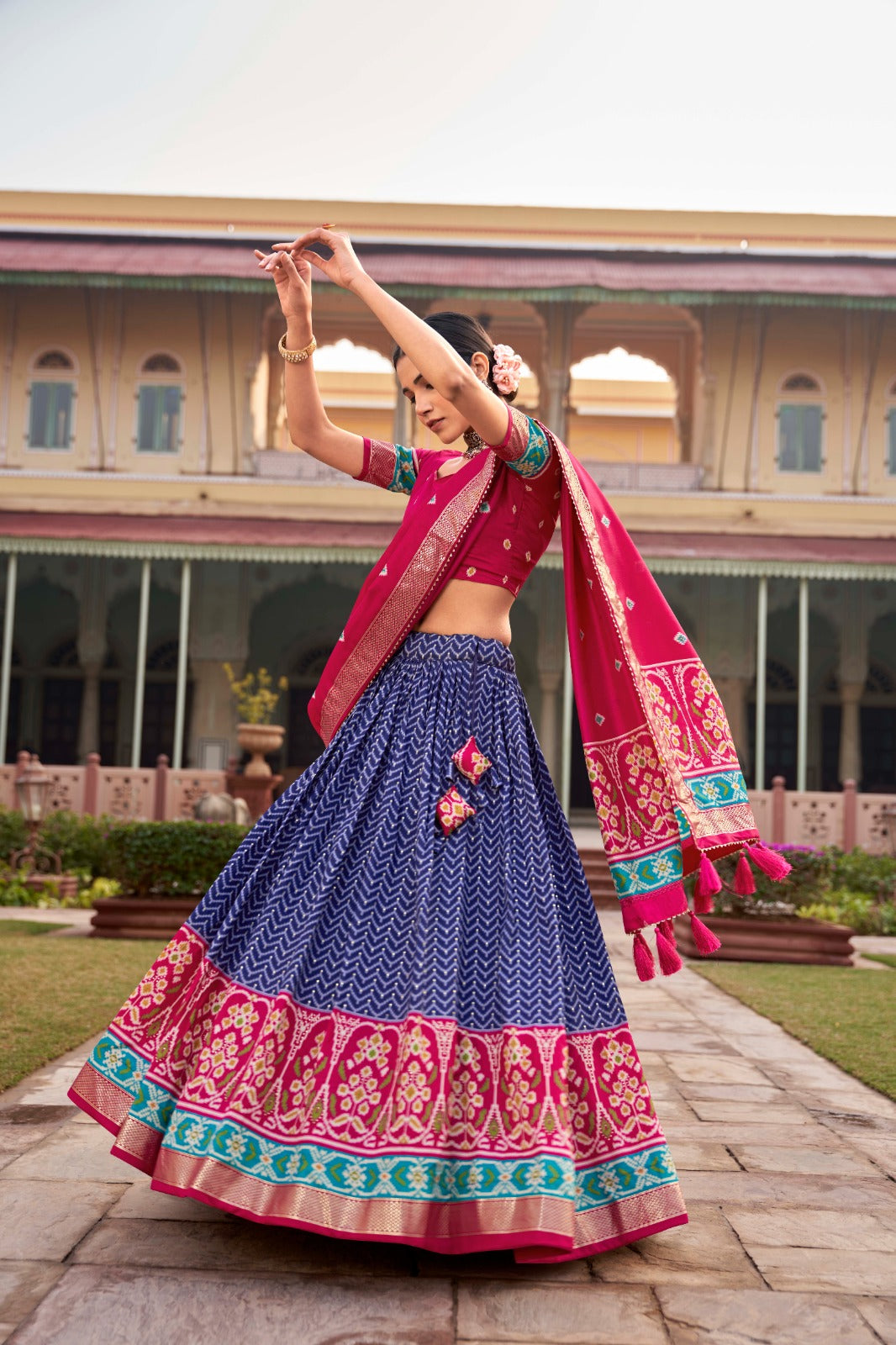 Blue Color Printed Traditional Designer Lehenga Choli