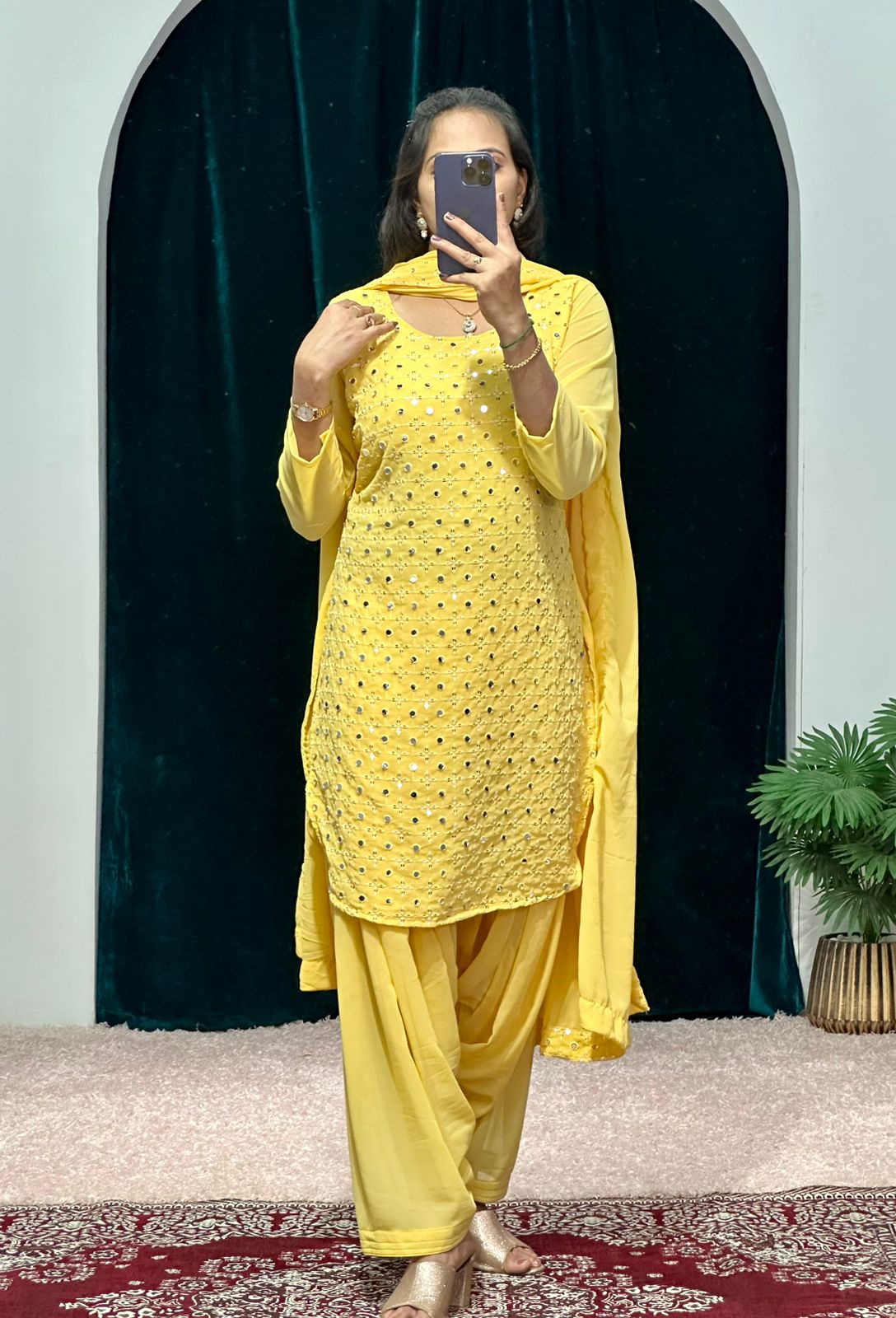 Fabulous Yellow Color Embroidered Patiala Suit