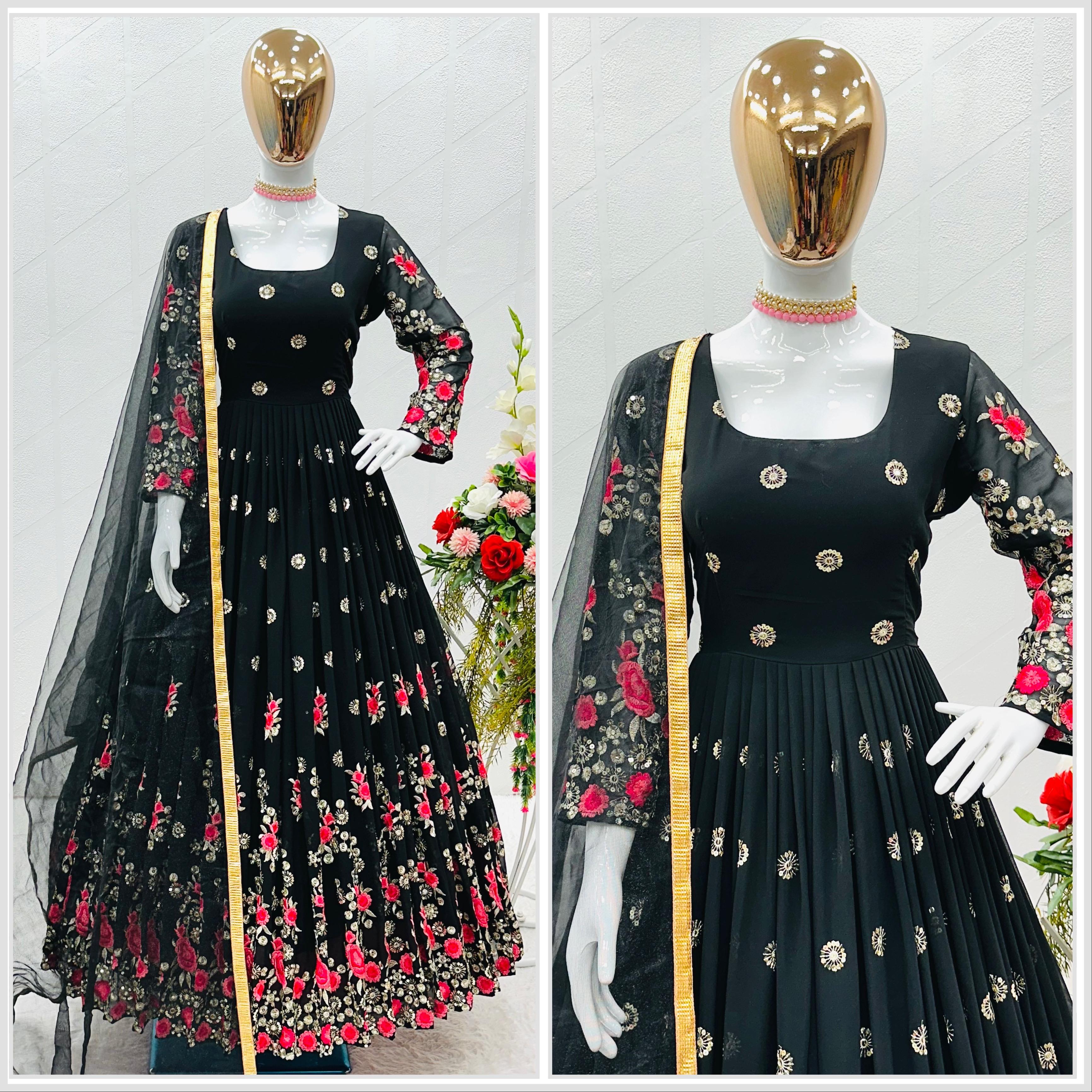 Demanding Black Sequence Embroidery Work Anarkali Gown