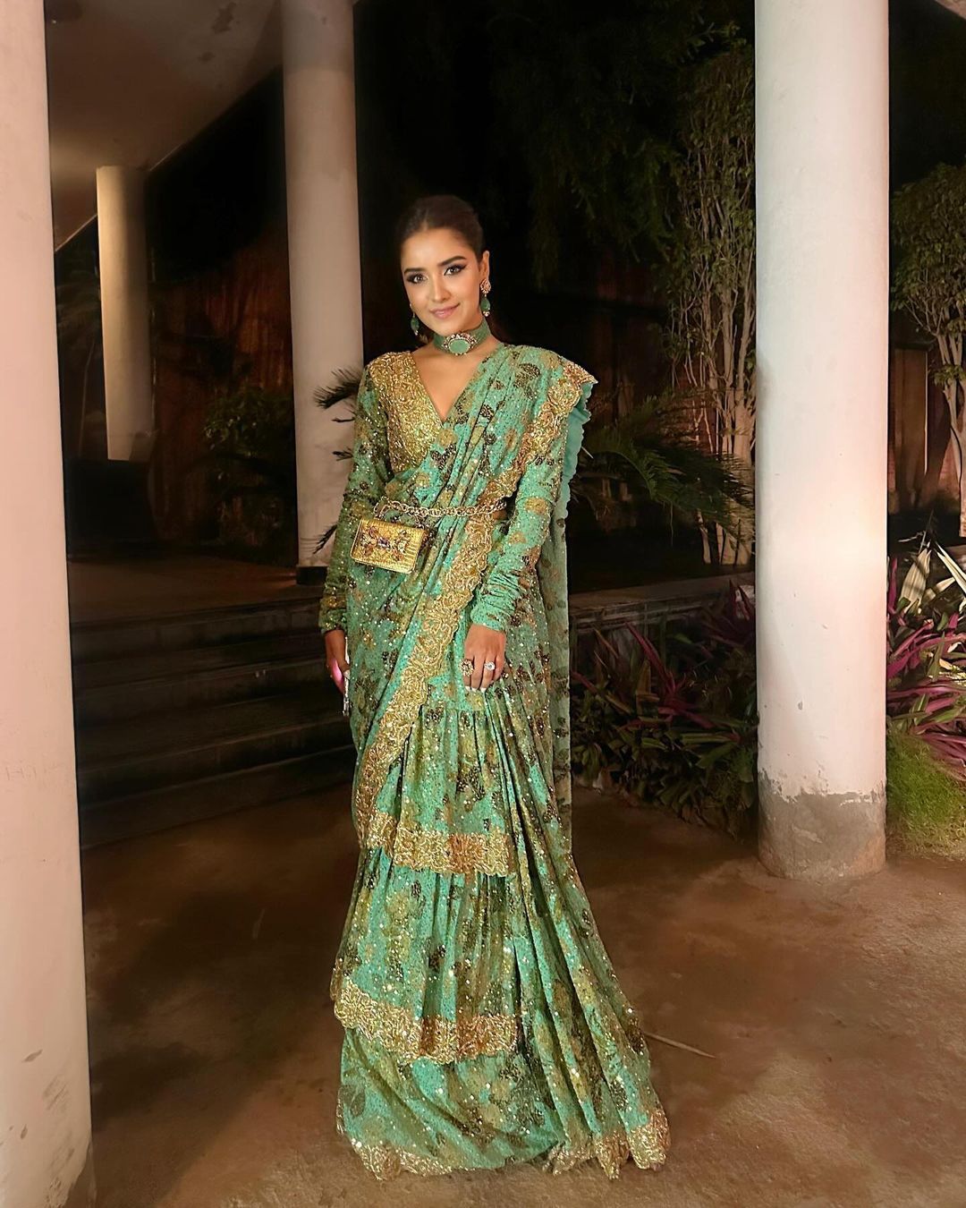 Exclusive Heavy Sequence Work Aqua Green Lehenga Saree