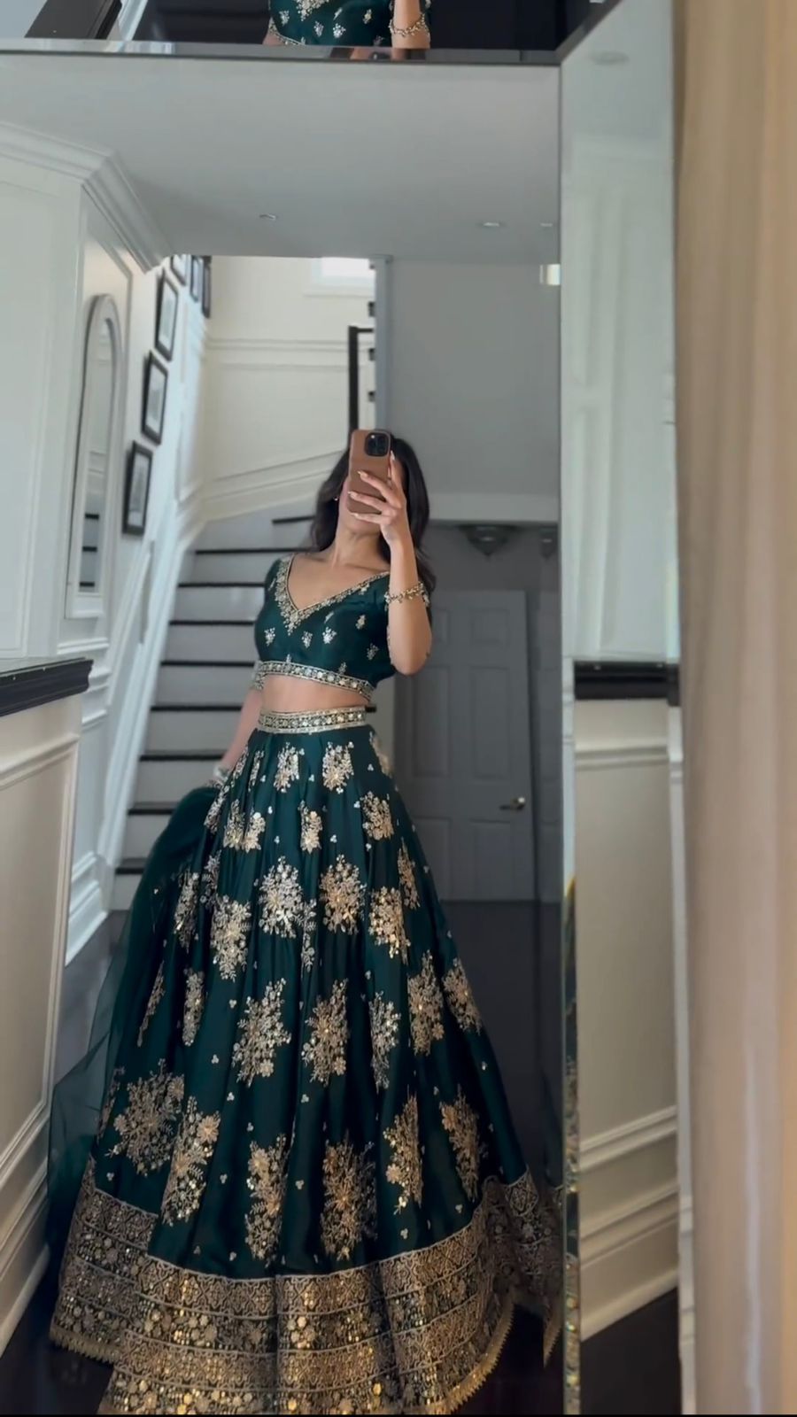 Wedding Wear Dark Green Color Satin Silk Lehenga Choli